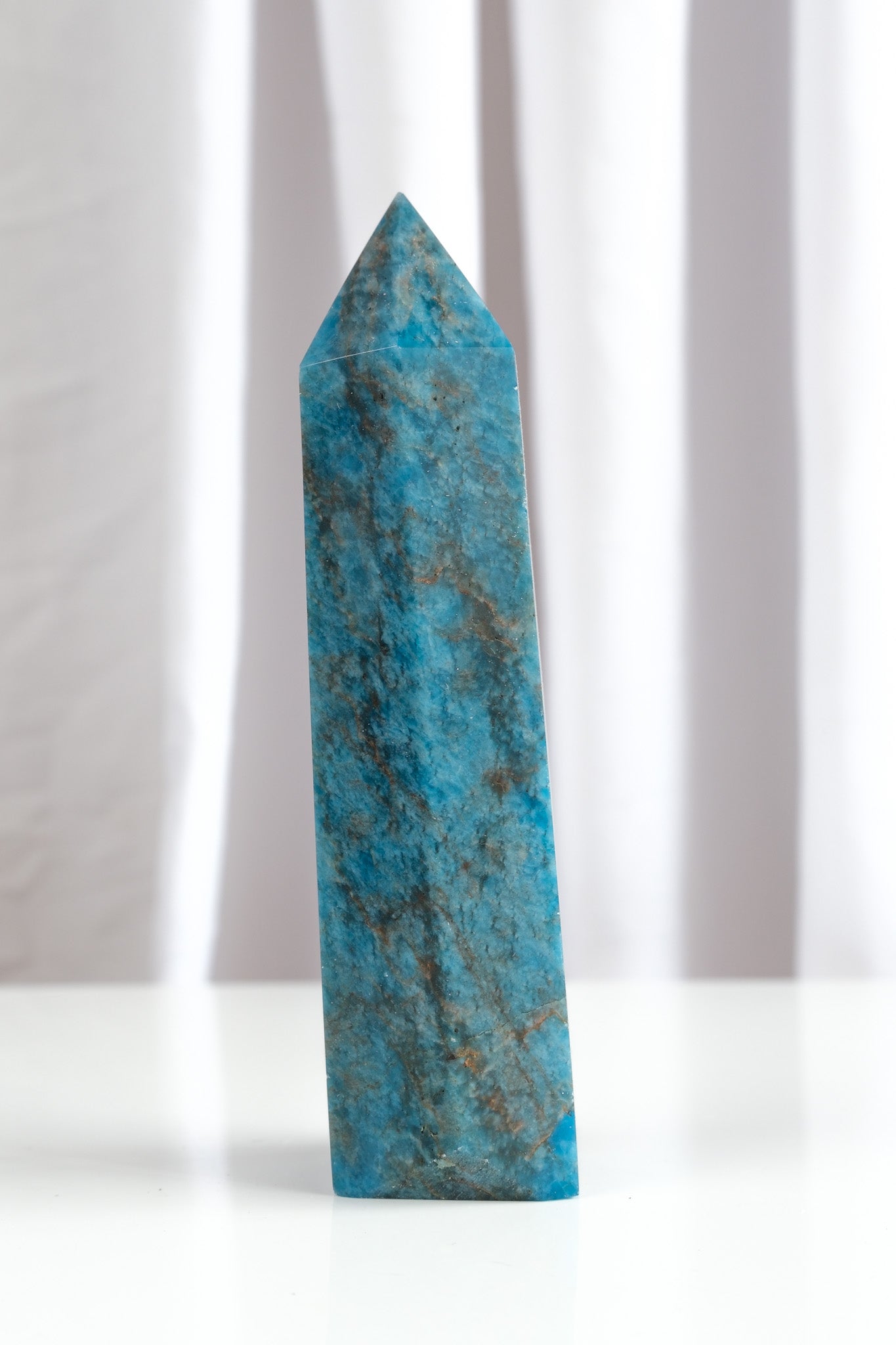 Blue Apatite Tower - slight lean