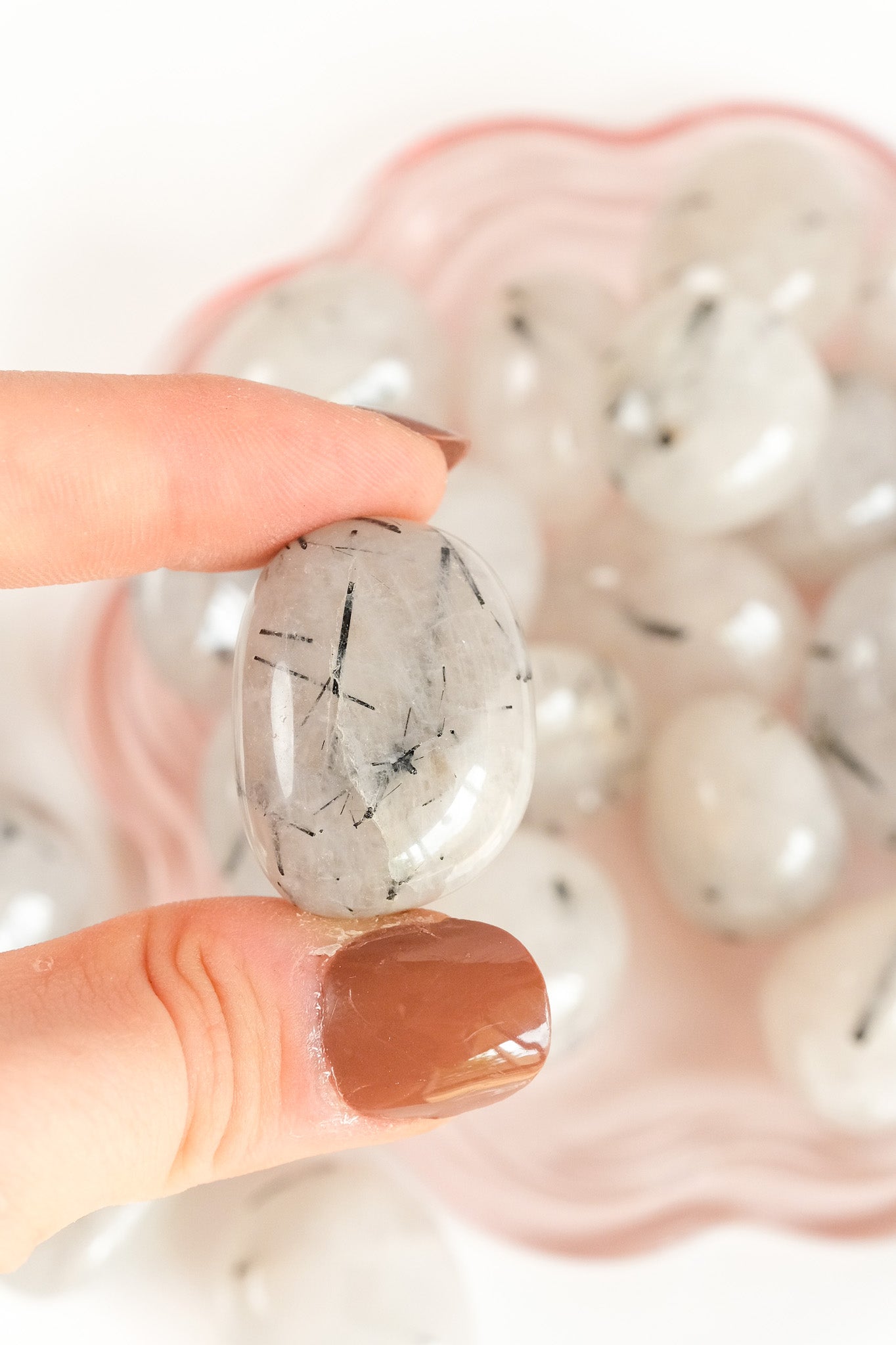 Black Tourmaline in Quartz Tumble