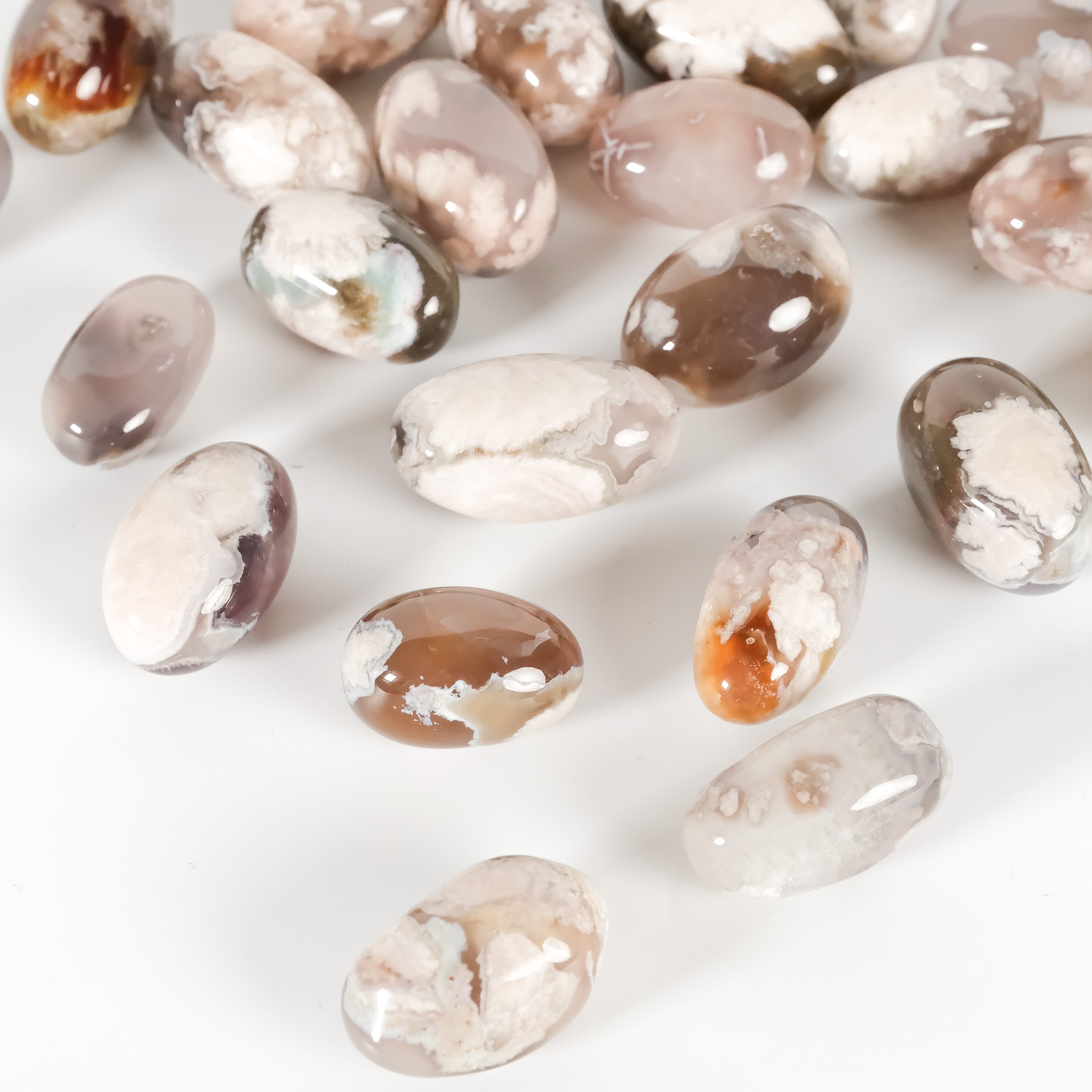 Black Flower Agate Tumble