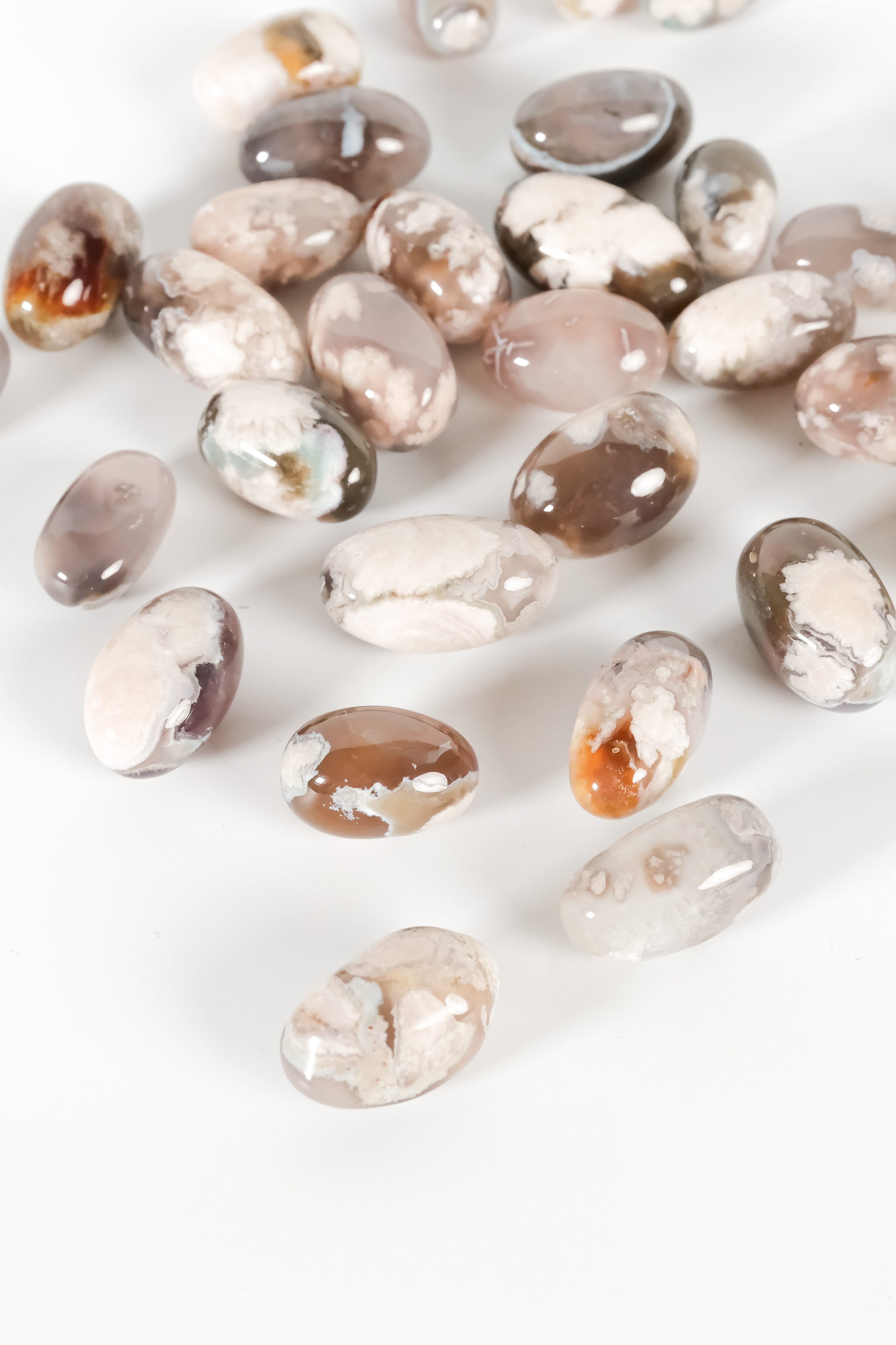 Black Flower Agate Tumble
