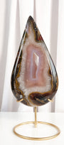 Agate Teardrop on Gold Stand