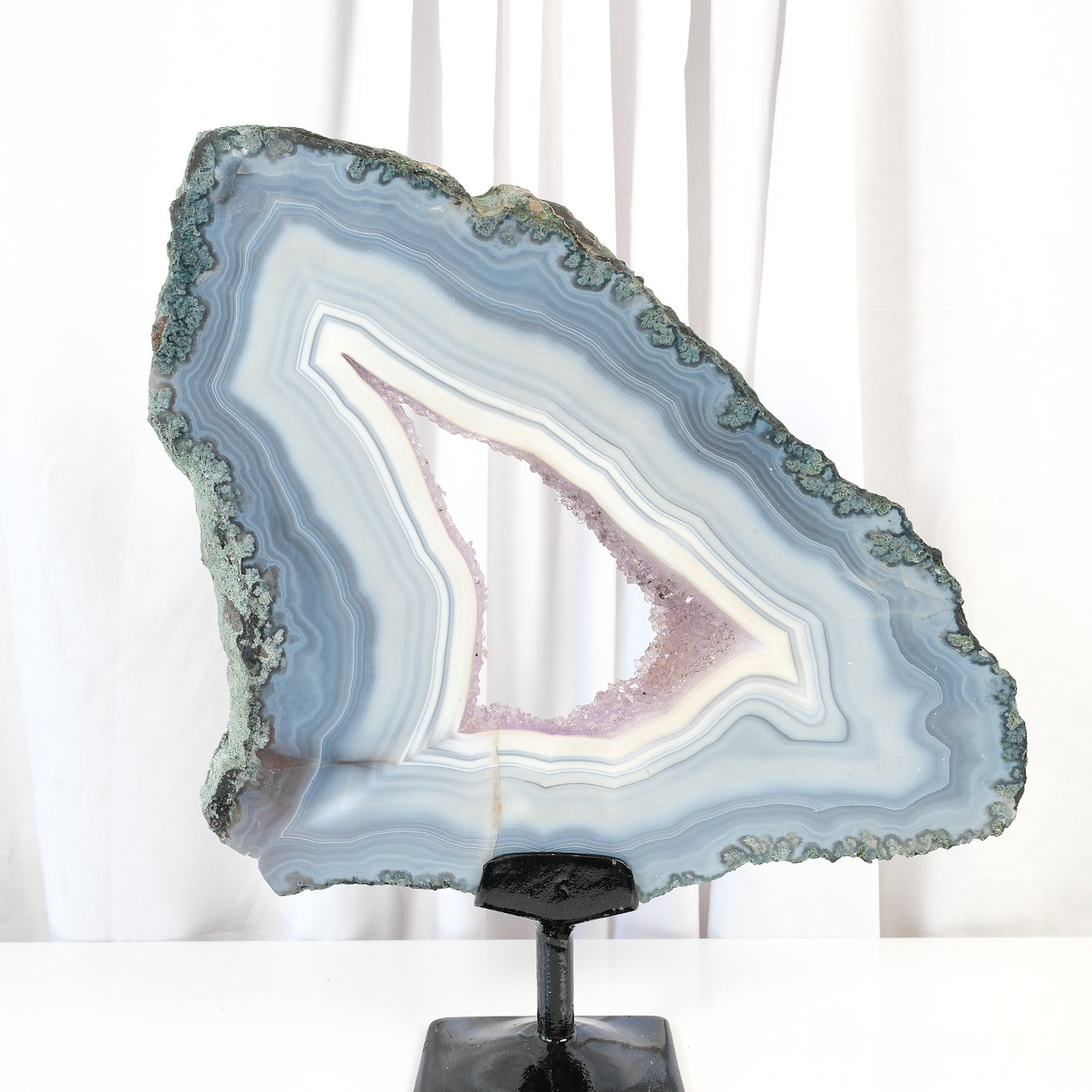 Agate with Amethyst Portal on Stand