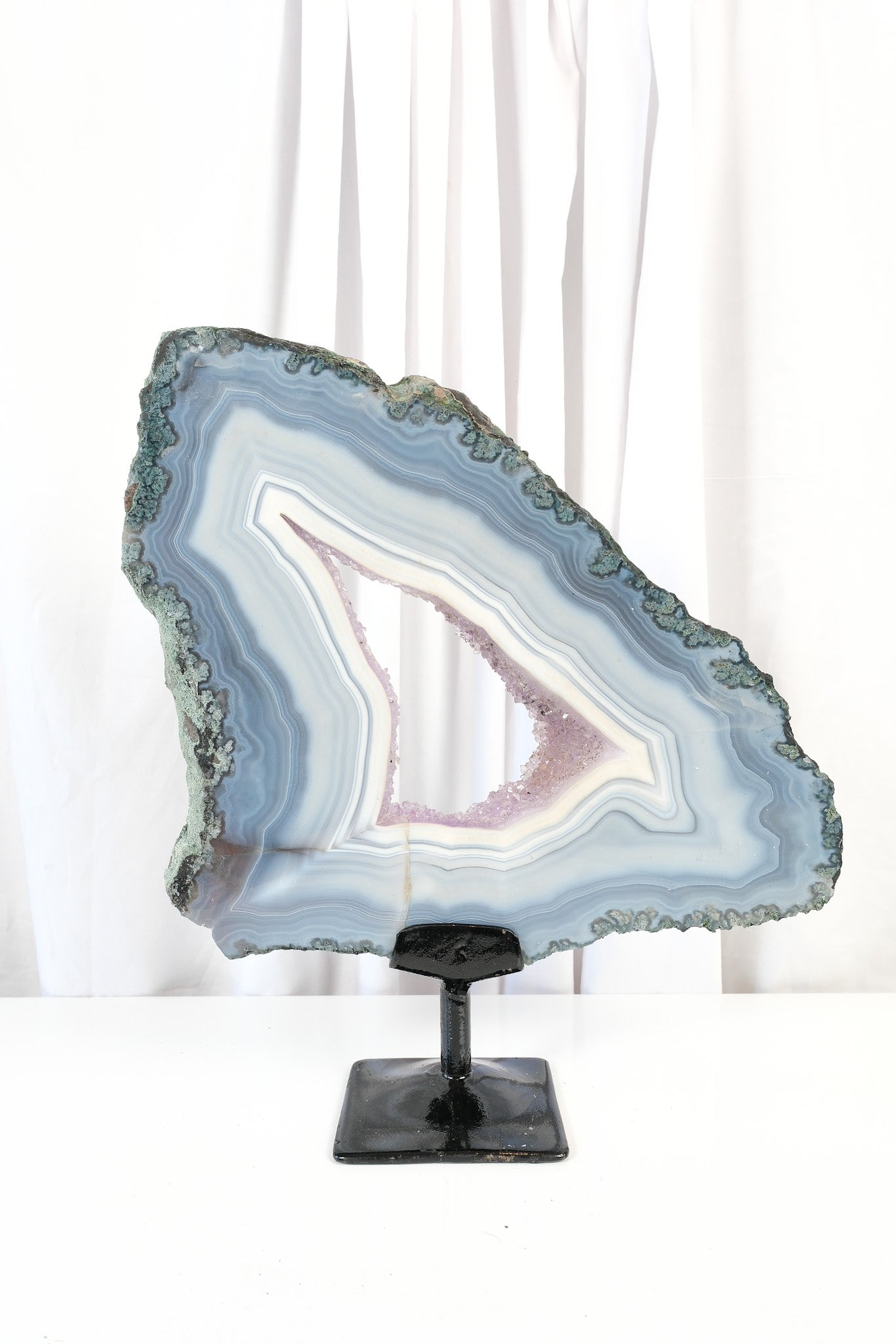 Agate with Amethyst Portal on Stand