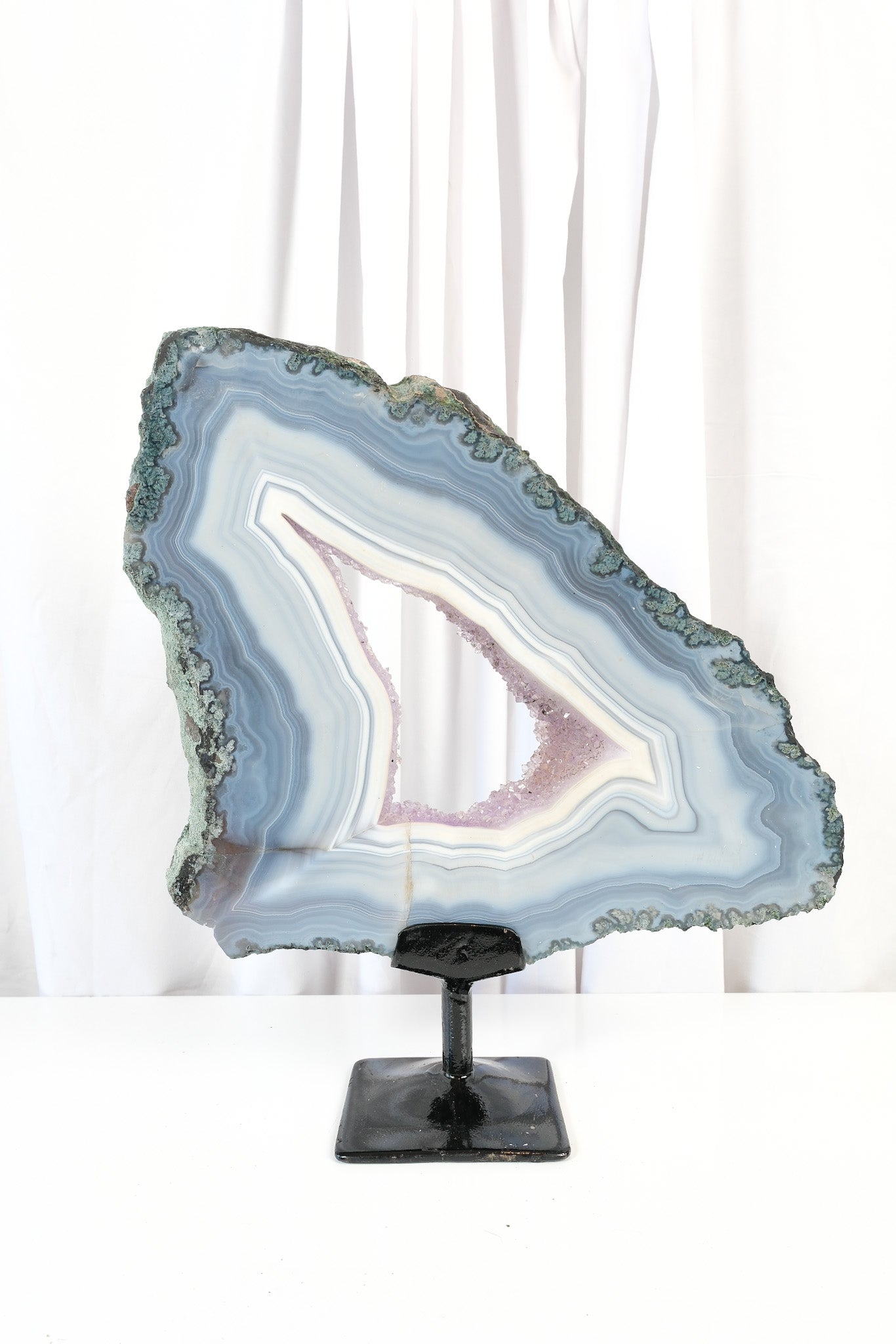 Agate with Amethyst Portal on Stand