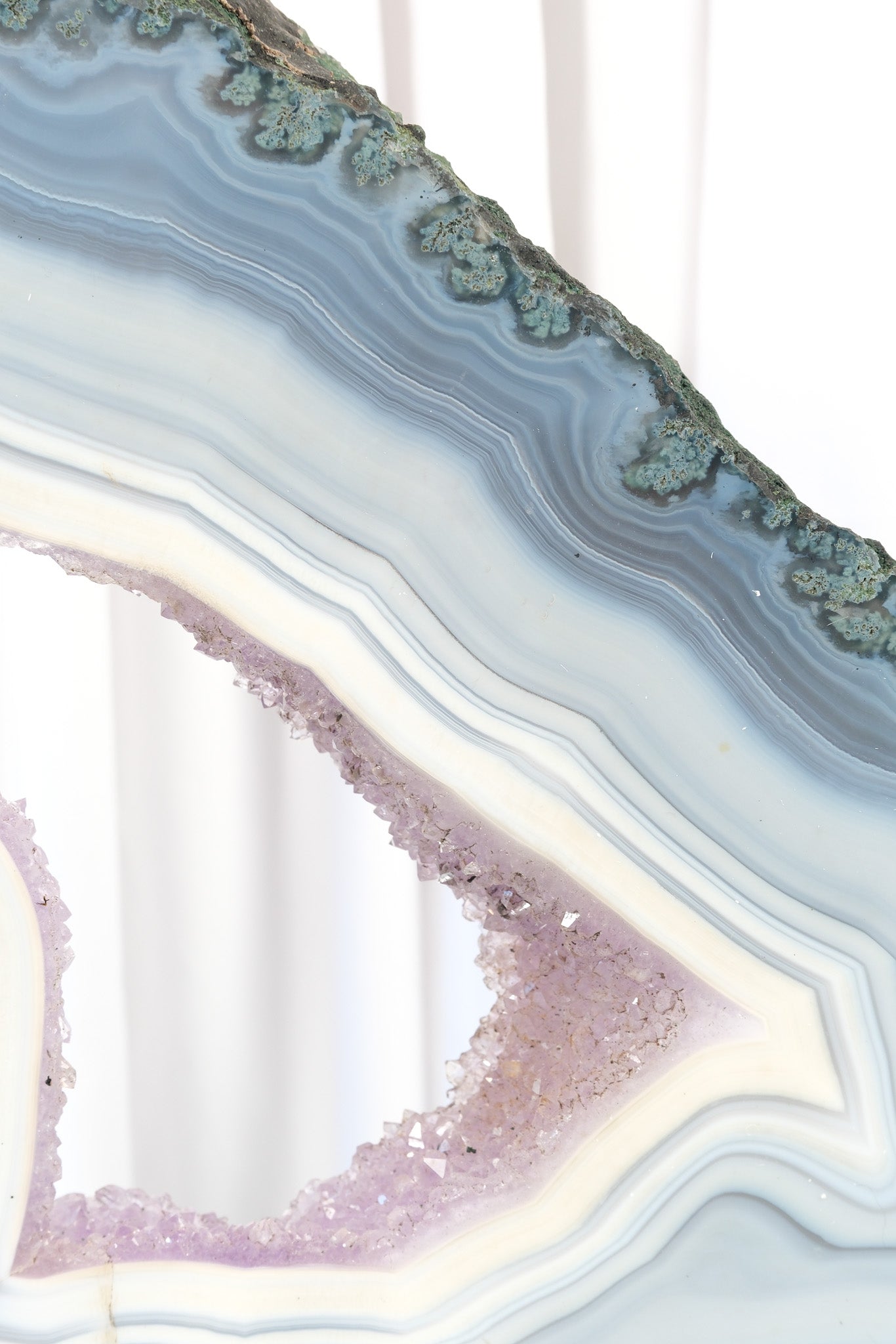 Agate with Amethyst Portal on Stand