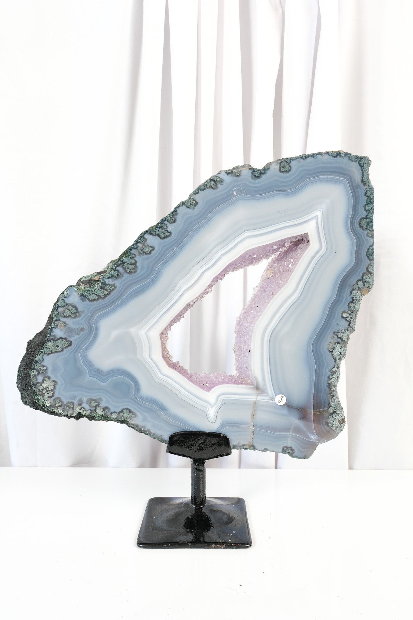 Agate with Amethyst Portal on Stand