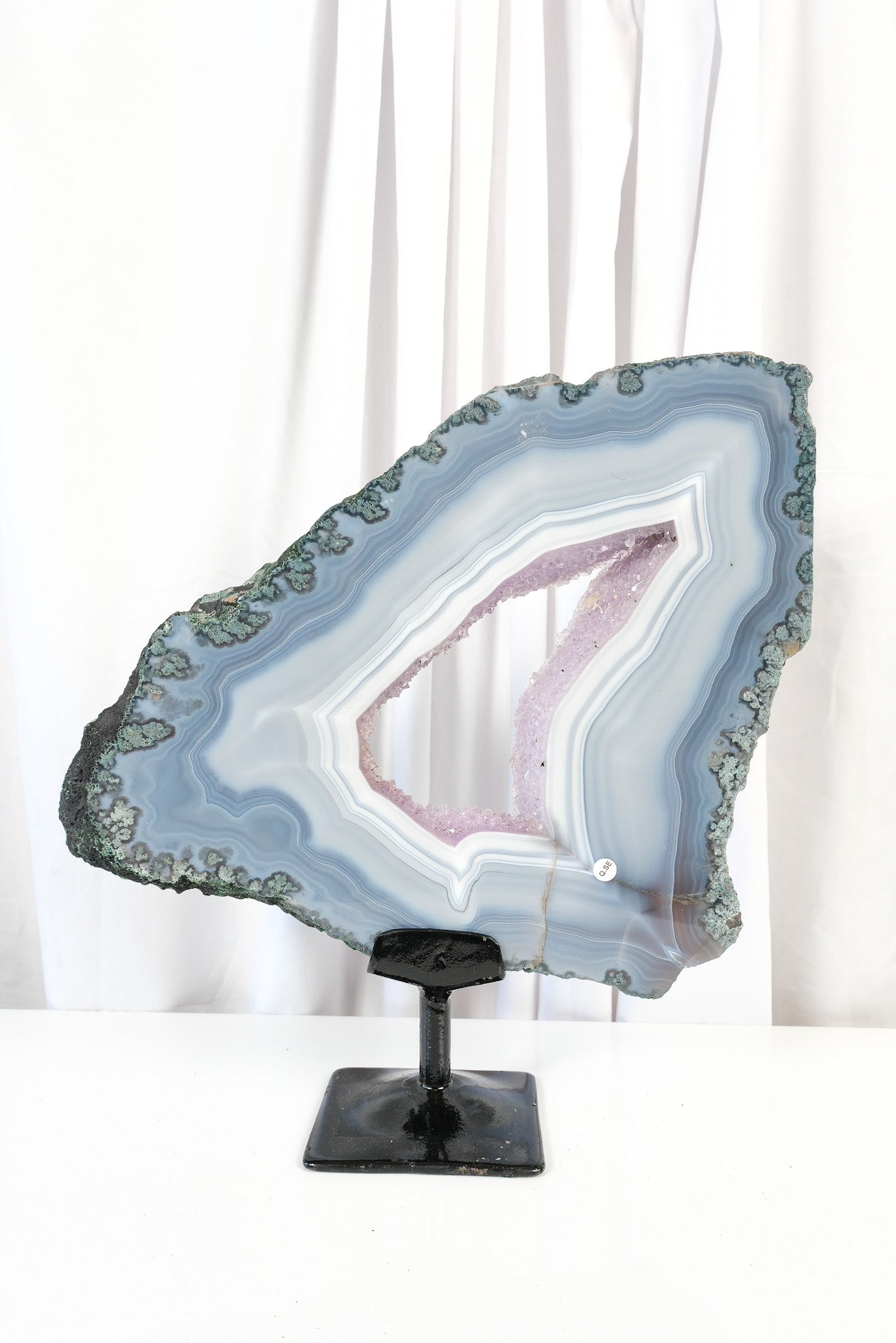 Agate with Amethyst Portal on Stand