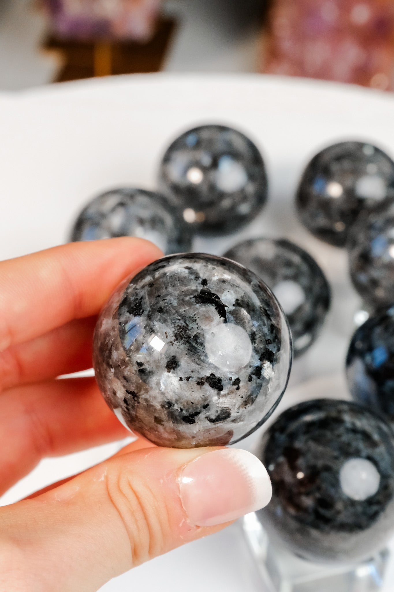 Flashy Larvikite Sphere