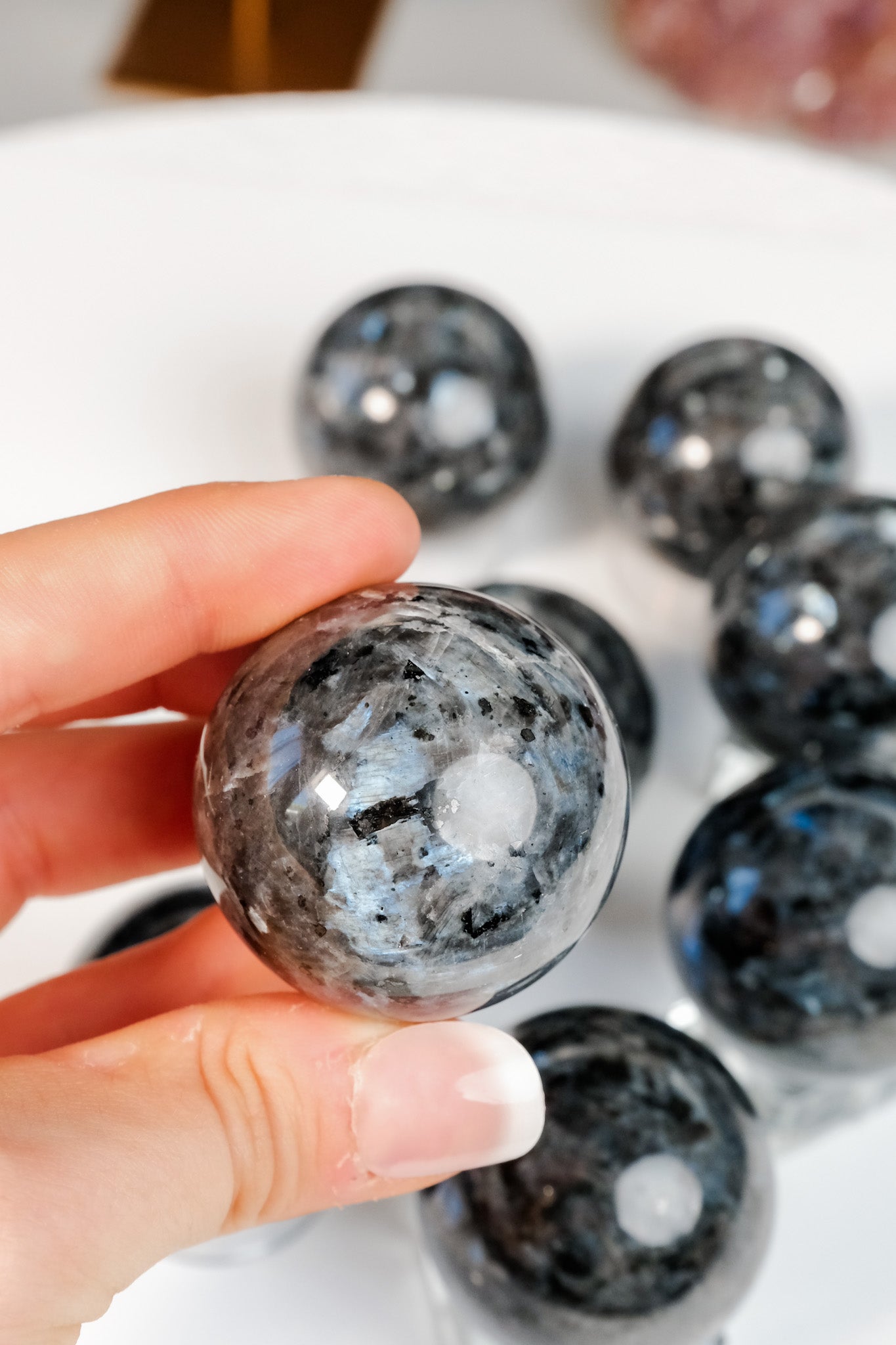 Flashy Larvikite Sphere