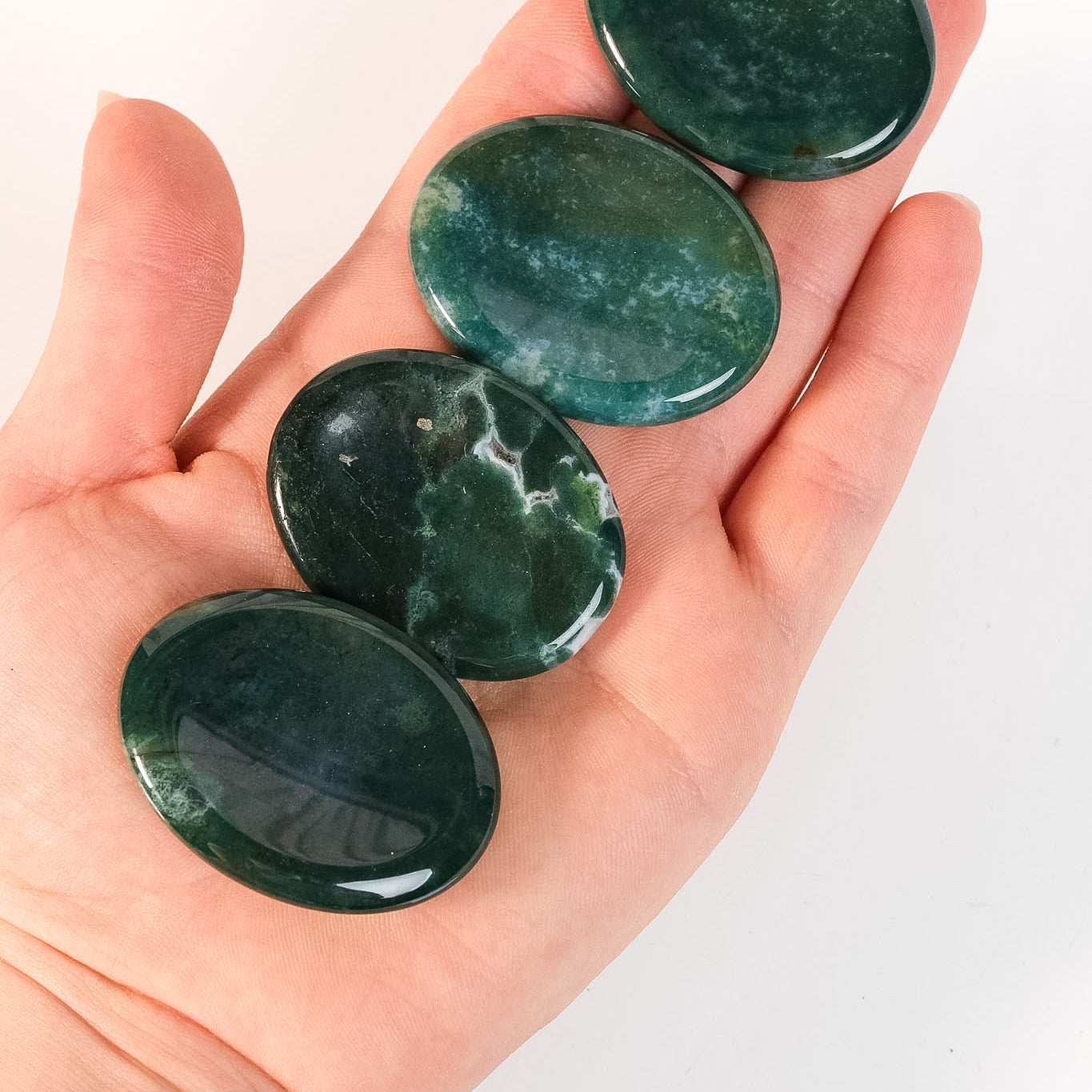 Moss Agate Worry Stone
