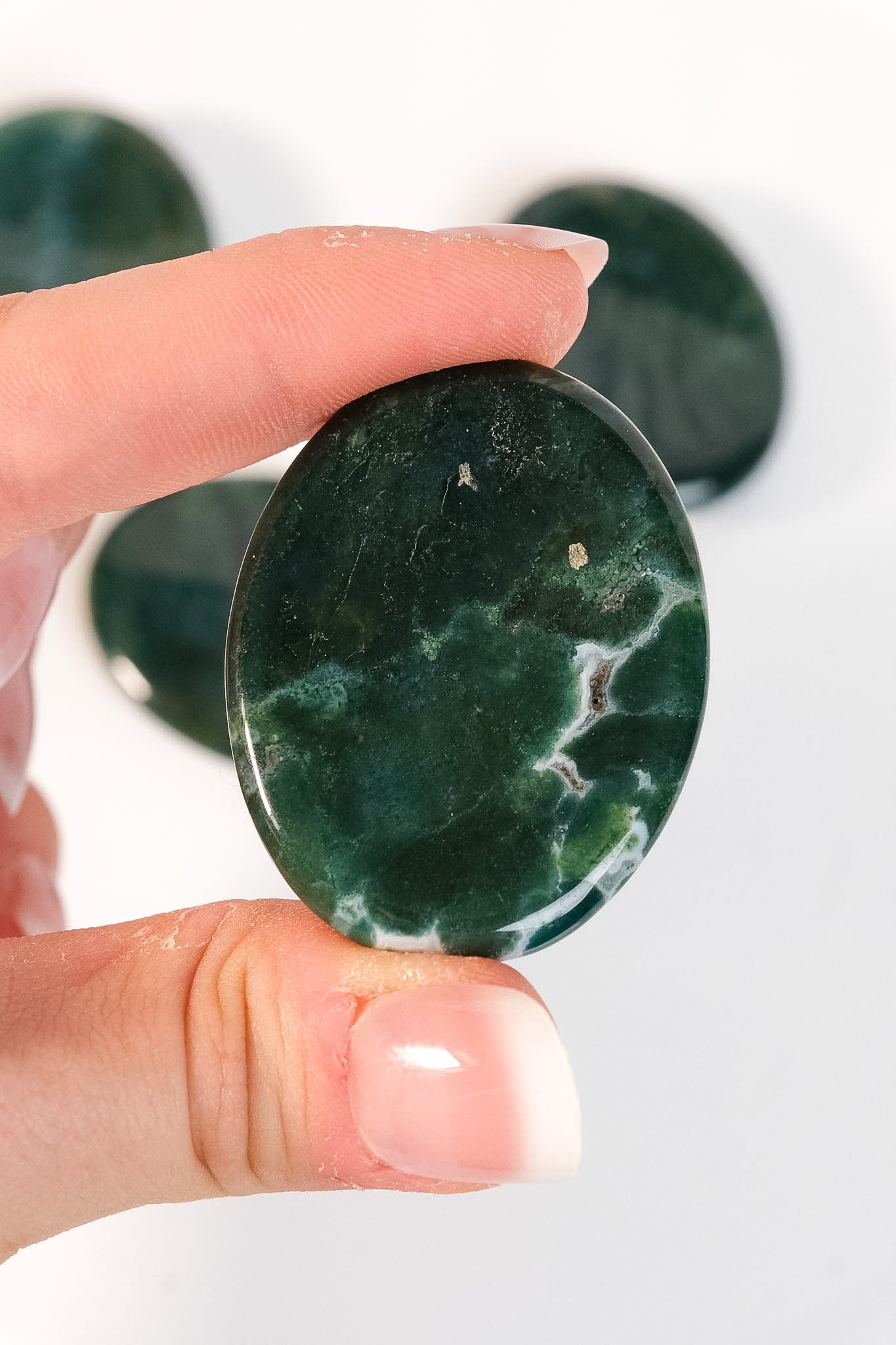 Moss Agate Worry Stone