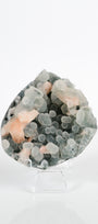 Peach Stilbite on Green Blue Chalcedony Cluster