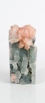 Peach Stilbite on Green Blue Chalcedony Cluster