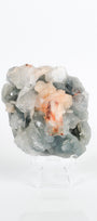 Peach Stilbite on Green Blue Chalcedony Cluster