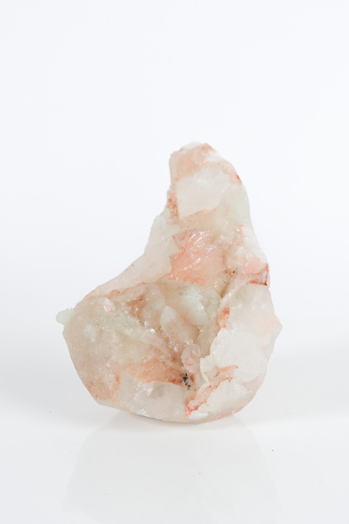 Green Apophyllite with Pink Red Stilbite on Red Pink Chalcedony Cluster
