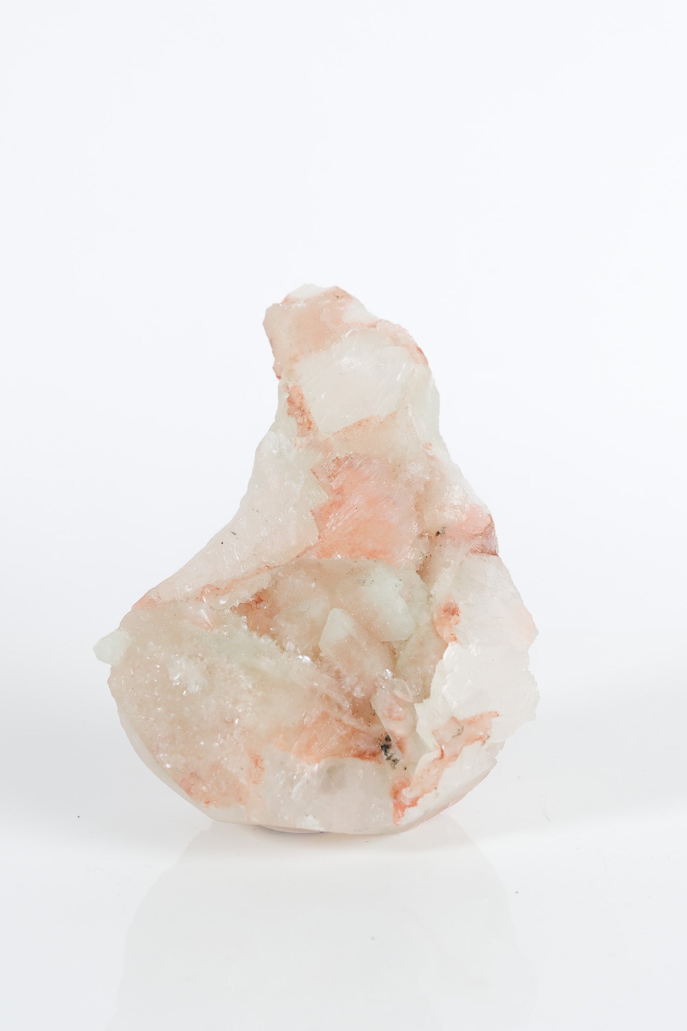 Green Apophyllite with Pink Red Stilbite on Red Pink Chalcedony Cluster