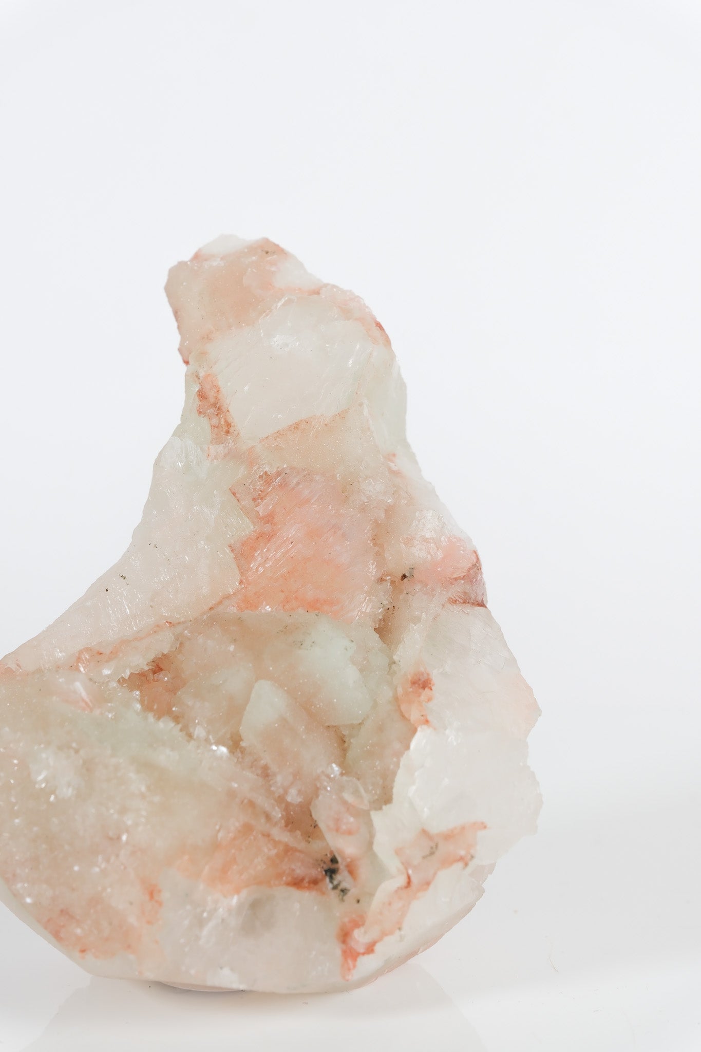 Green Apophyllite with Pink Red Stilbite on Red Pink Chalcedony Cluster