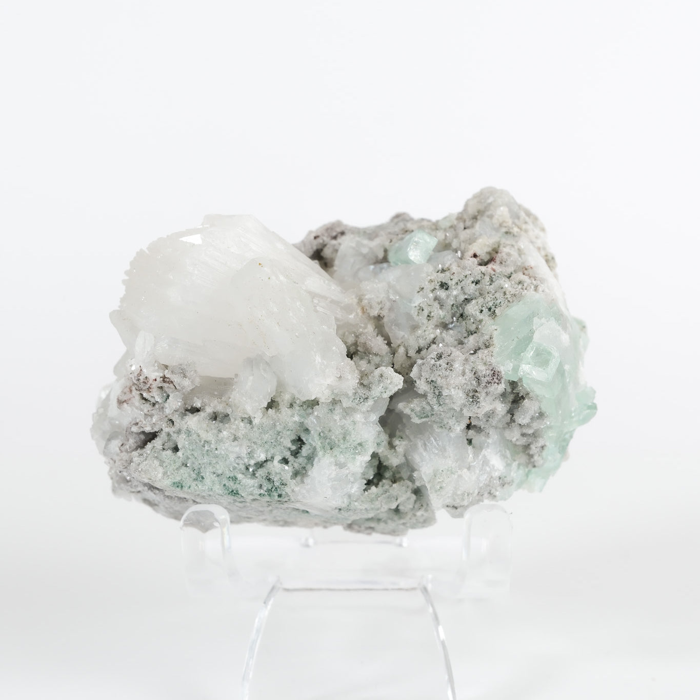 Gemmy Green Apophyllite DTs & Cubes on Grey Chalcedony Cluster