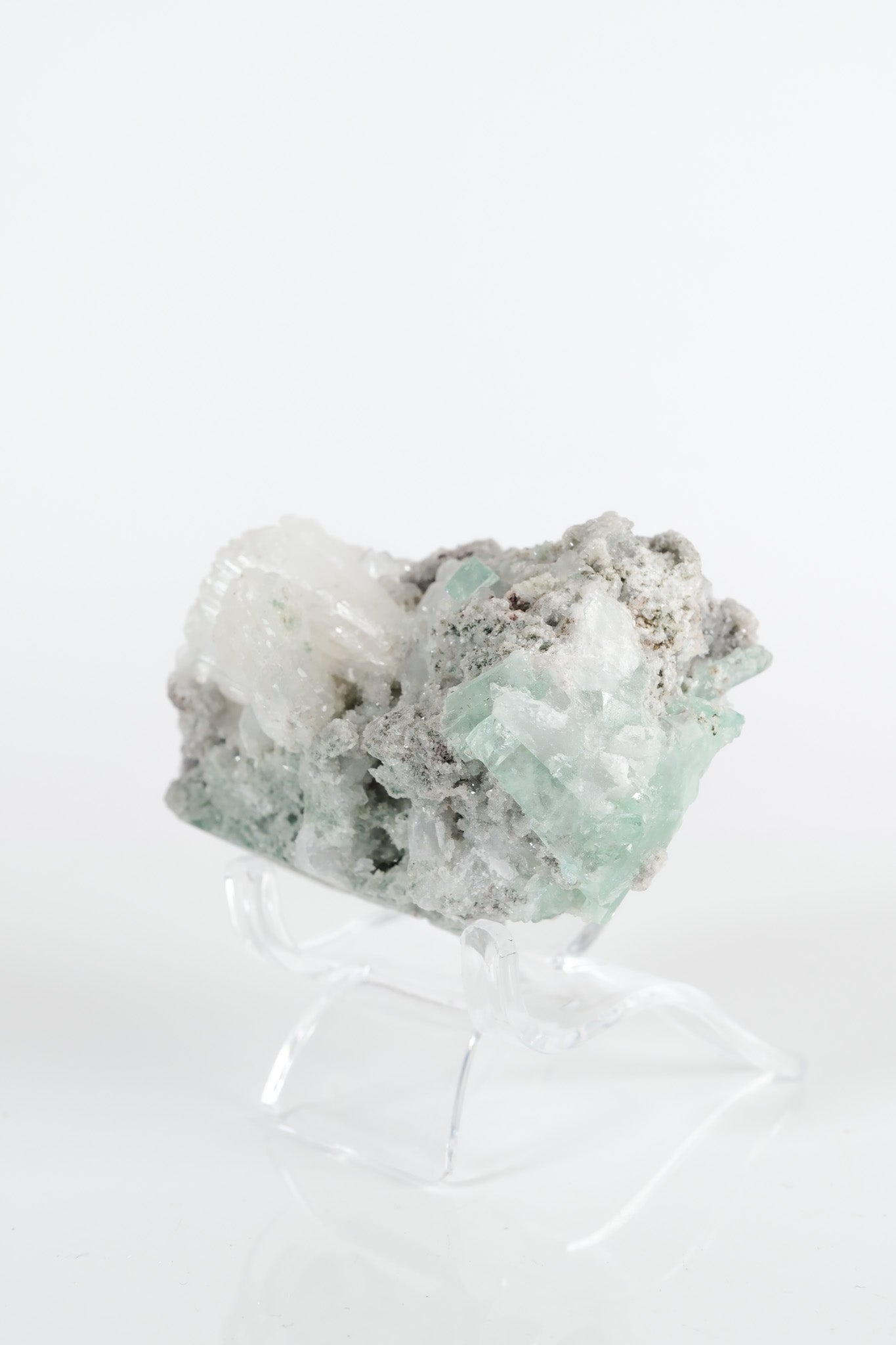 Gemmy Green Apophyllite DTs & Cubes on Grey Chalcedony Cluster