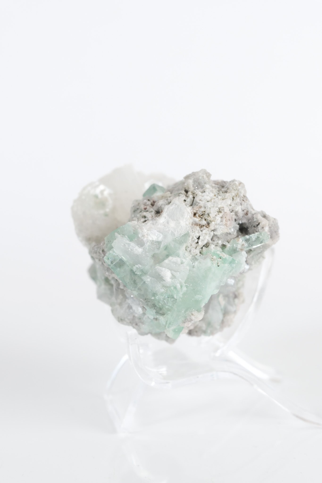 Gemmy Green Apophyllite DTs & Cubes on Grey Chalcedony Cluster