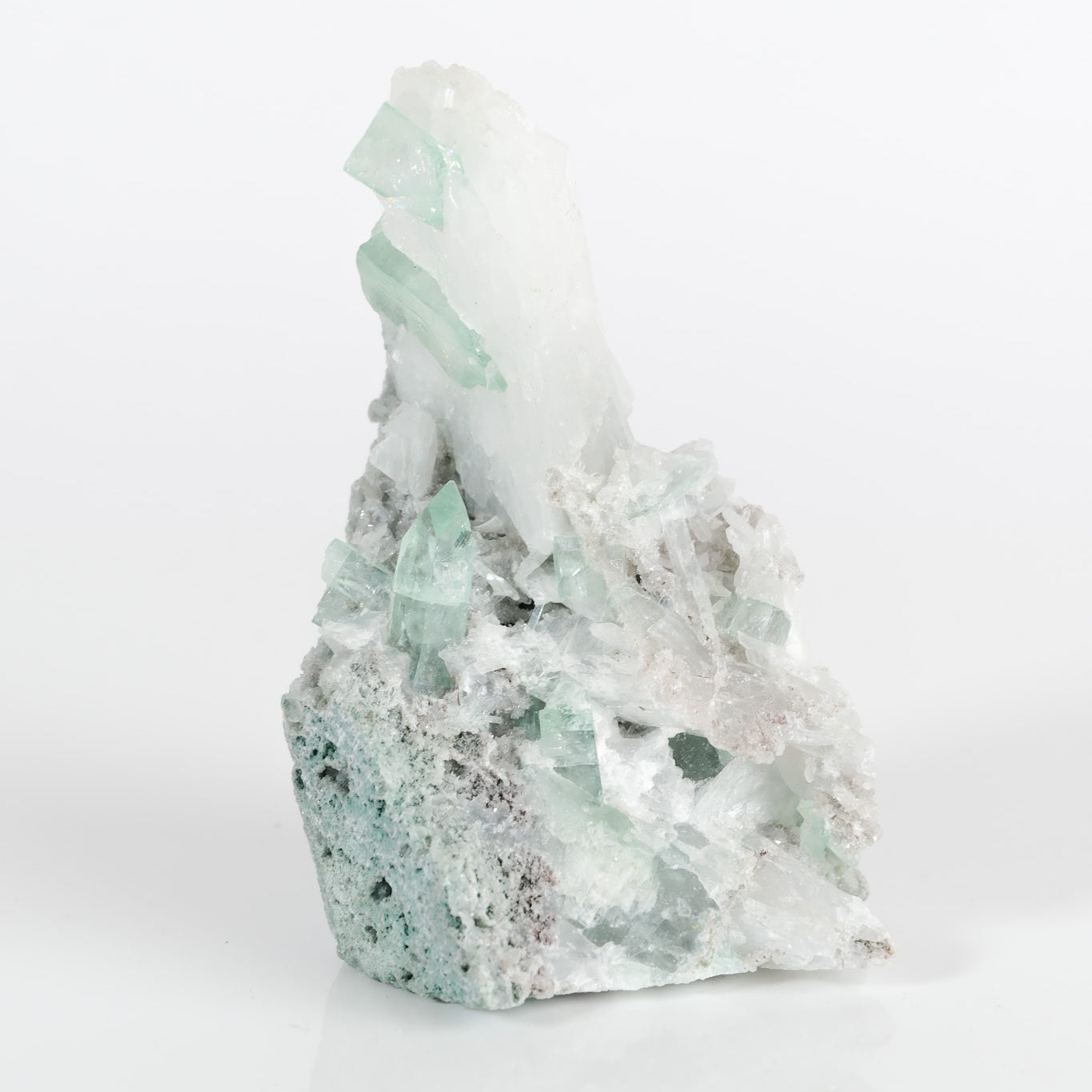 Gemmy Green Apophyllite DTs & Cubes on Grey Chalcedony Cluster
