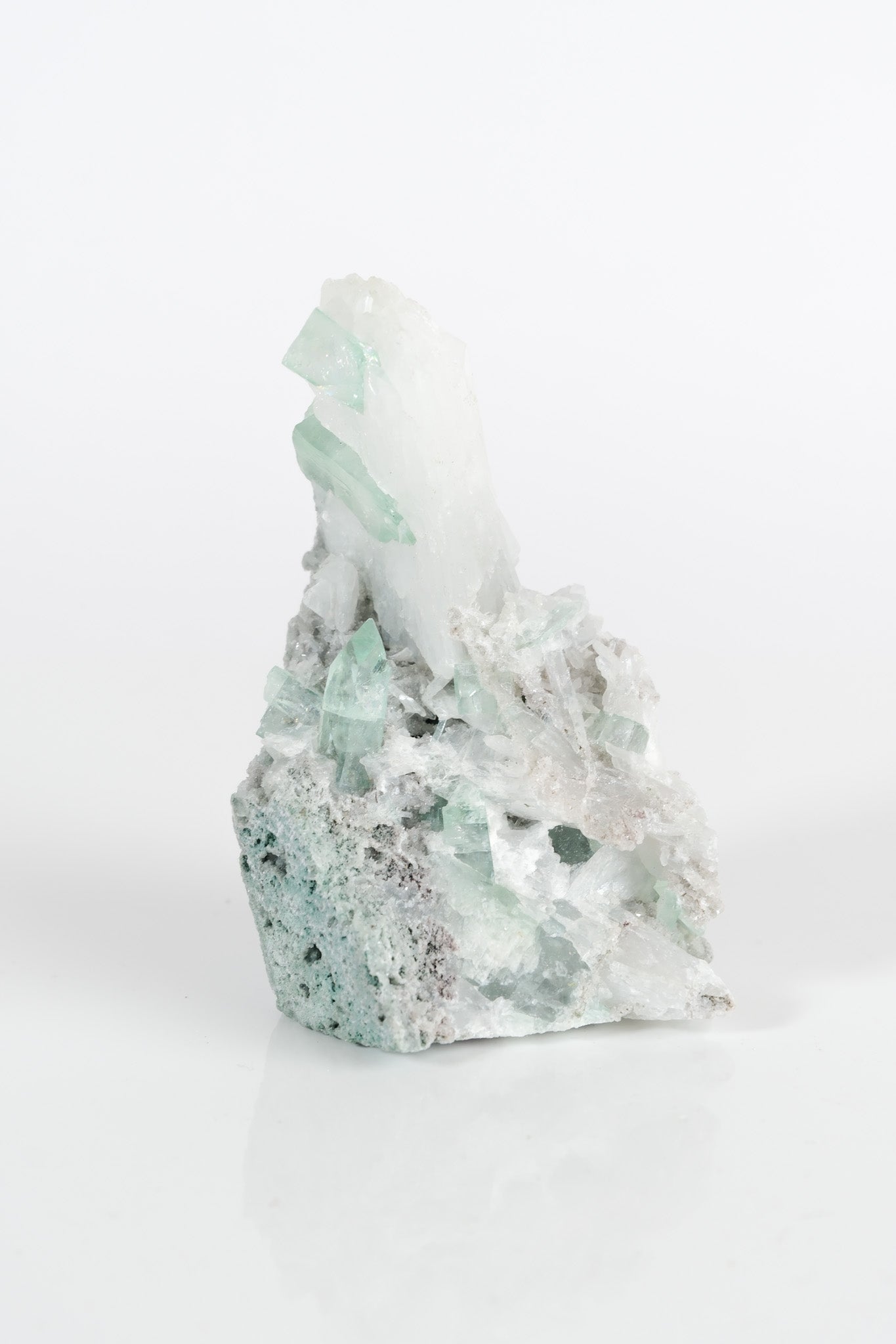 Gemmy Green Apophyllite DTs & Cubes on Grey Chalcedony Cluster