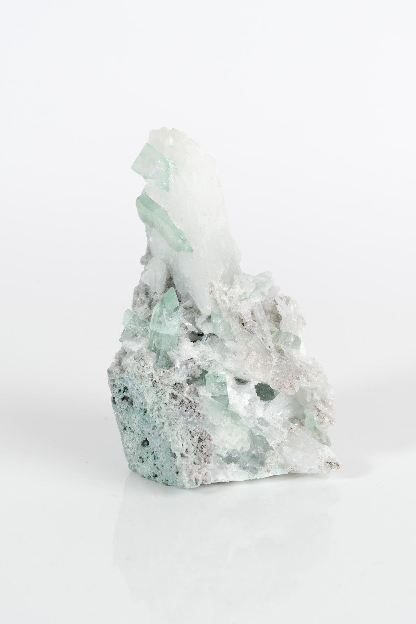 Gemmy Green Apophyllite DTs & Cubes on Grey Chalcedony Cluster