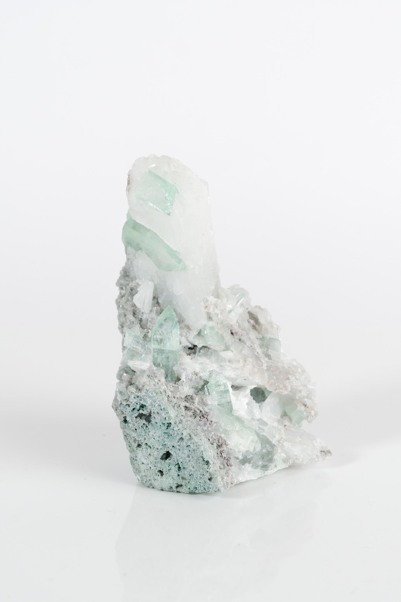 Gemmy Green Apophyllite DTs & Cubes on Grey Chalcedony Cluster