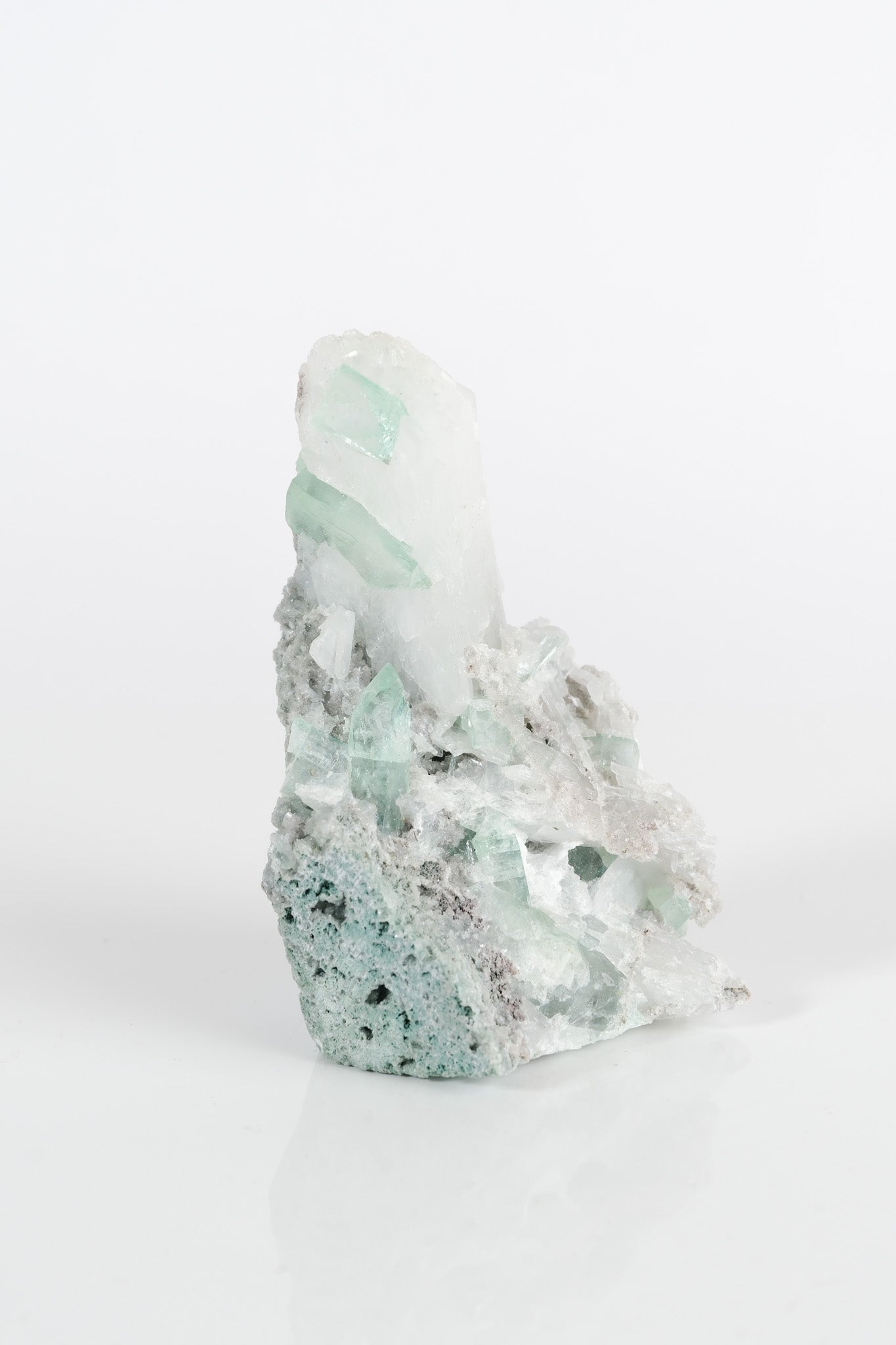 Gemmy Green Apophyllite DTs & Cubes on Grey Chalcedony Cluster