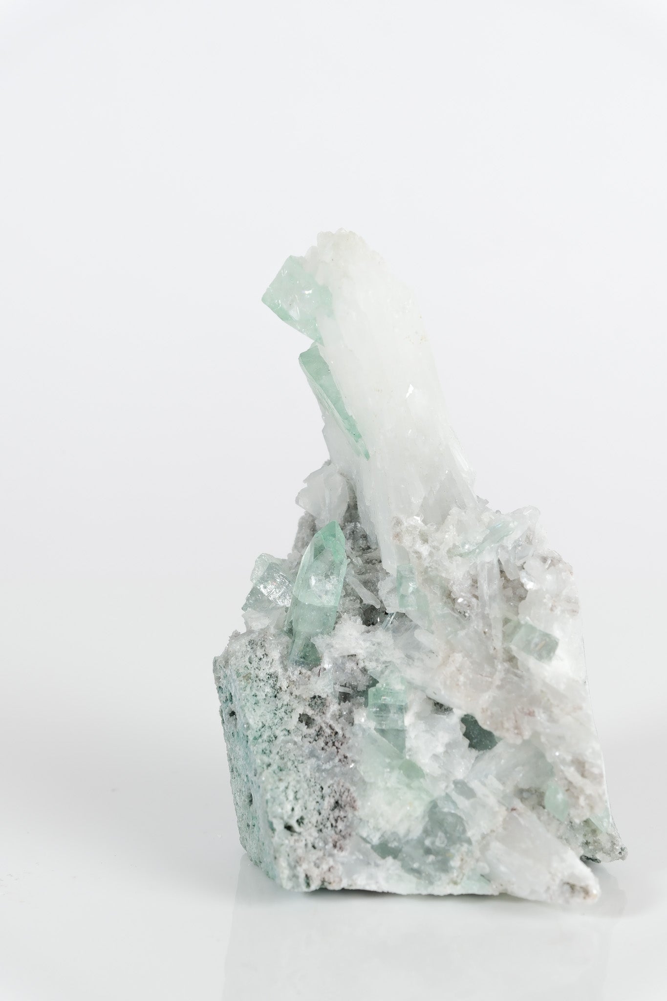Gemmy Green Apophyllite DTs & Cubes on Grey Chalcedony Cluster