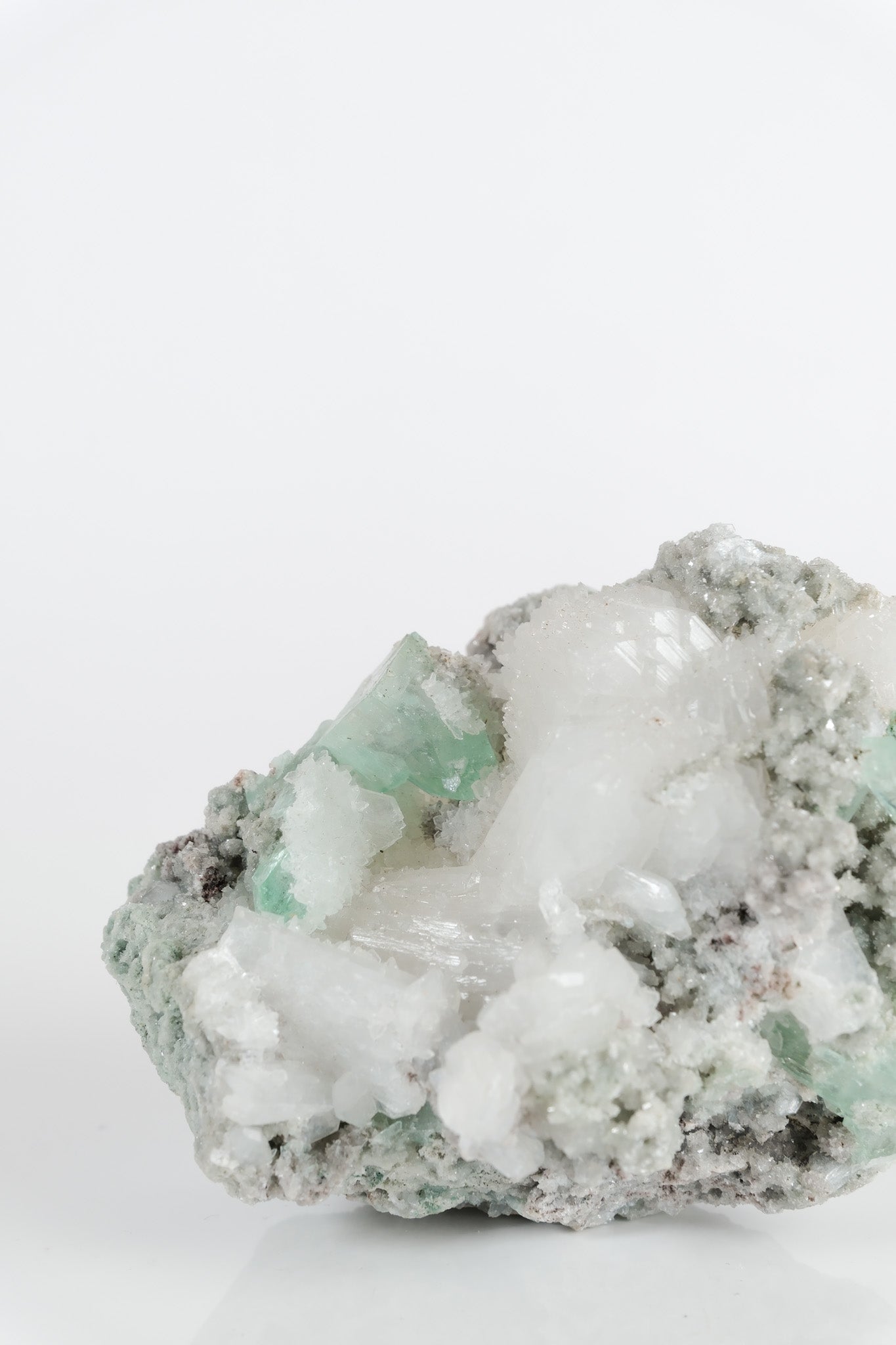 Gemmy Green Apophyllite DTs & Cubes on Grey Chalcedony Cluster