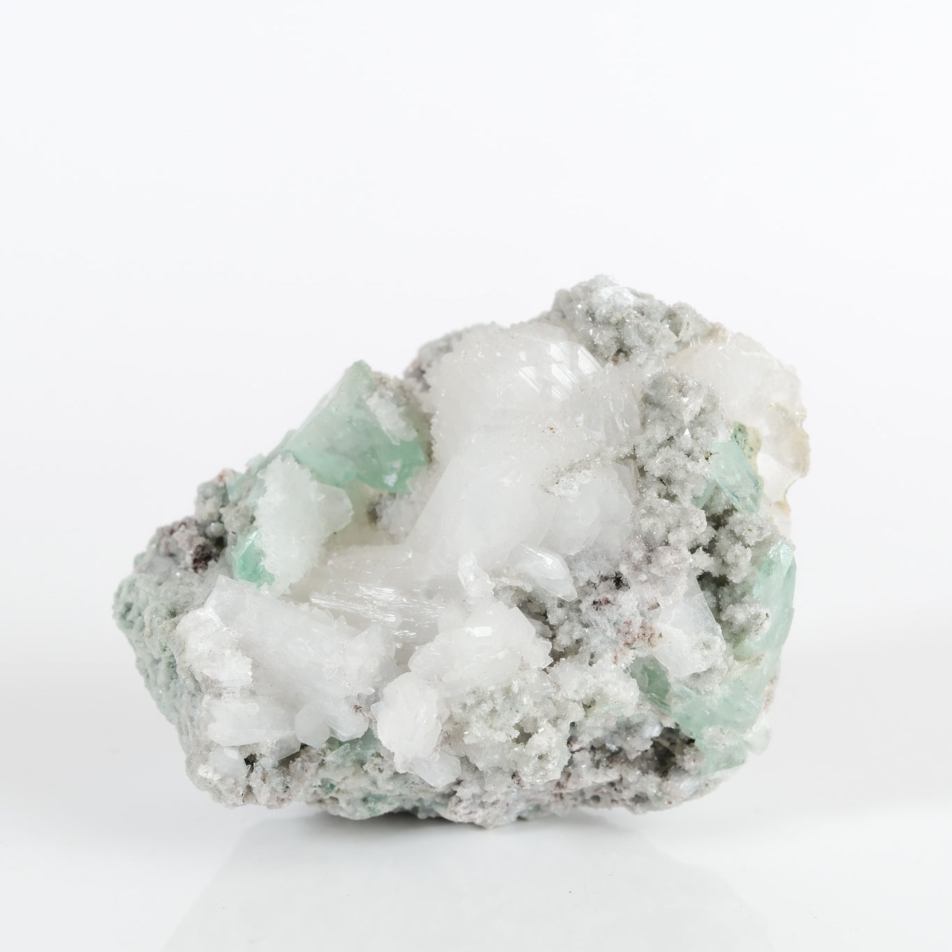 Gemmy Green Apophyllite DTs & Cubes on Grey Chalcedony Cluster
