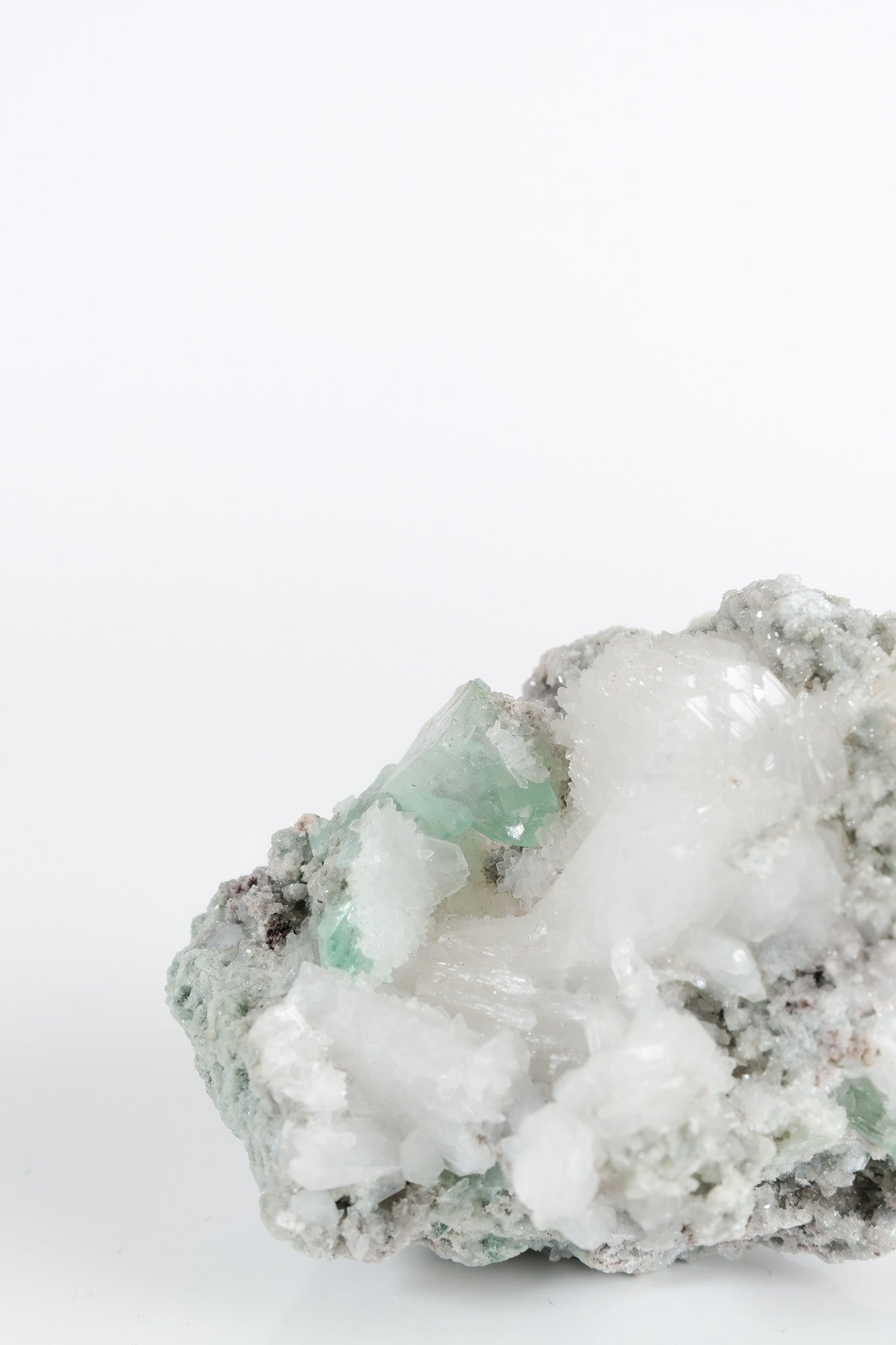 Gemmy Green Apophyllite DTs & Cubes on Grey Chalcedony Cluster