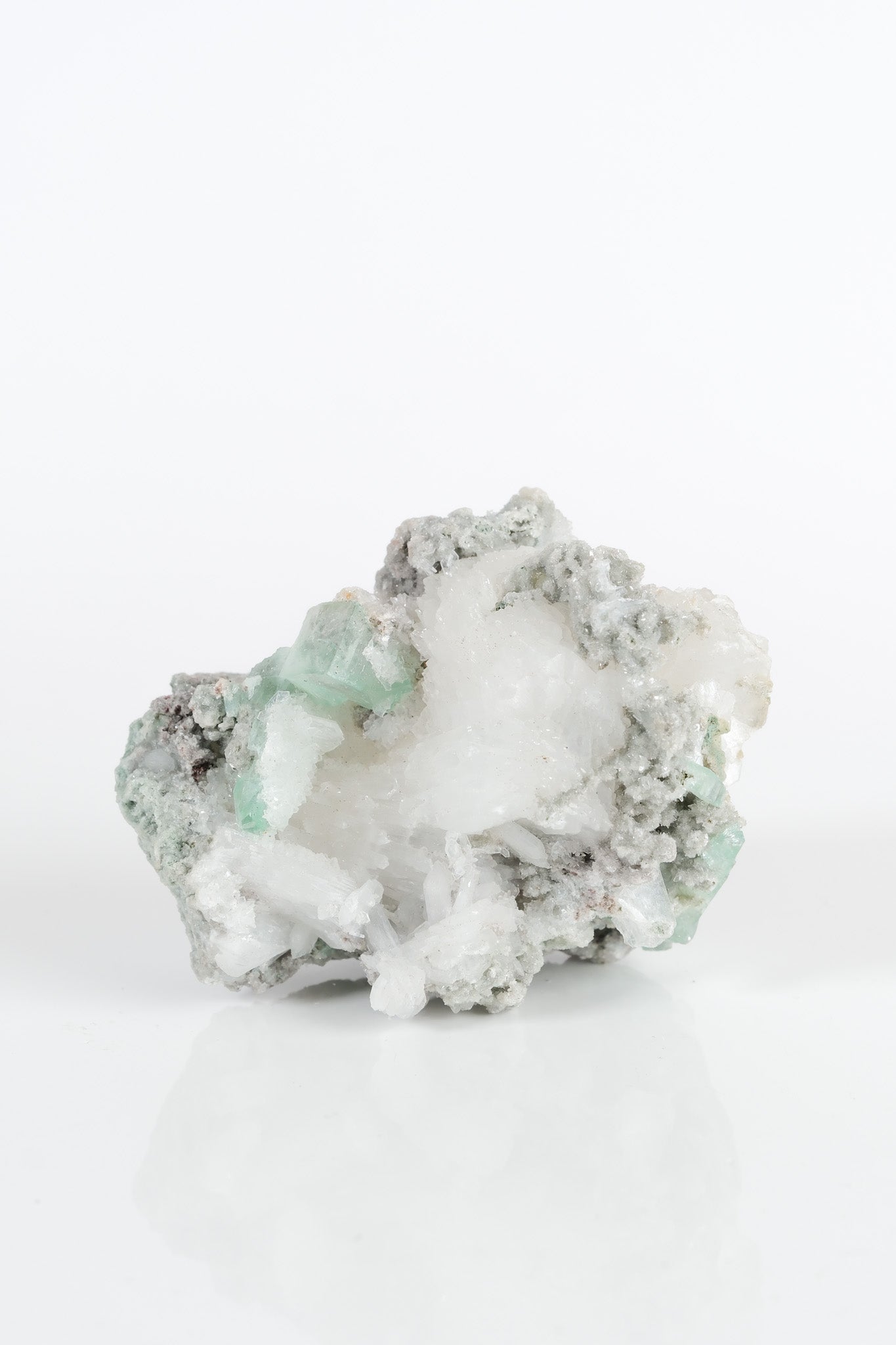 Gemmy Green Apophyllite DTs & Cubes on Grey Chalcedony Cluster
