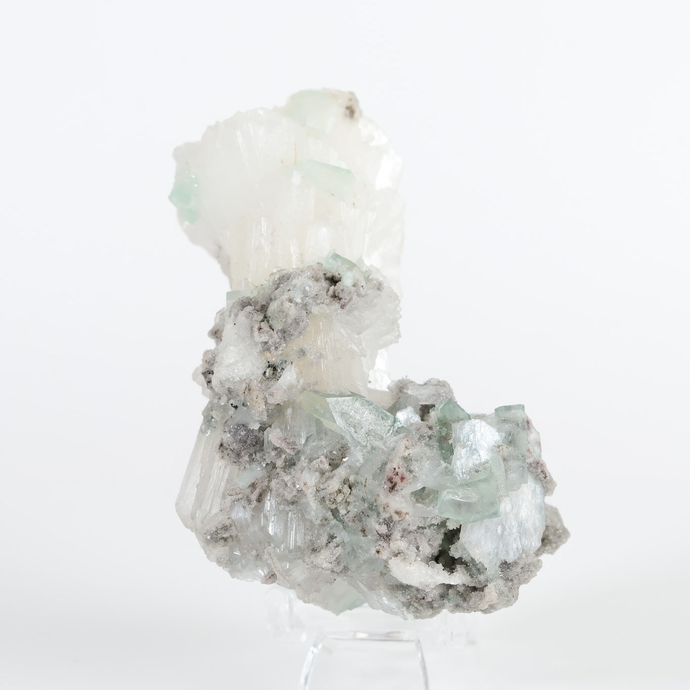 Gemmy Green Apophyllite DTs & Cubes on Grey Chalcedony Cluster *rare bowtie formation*