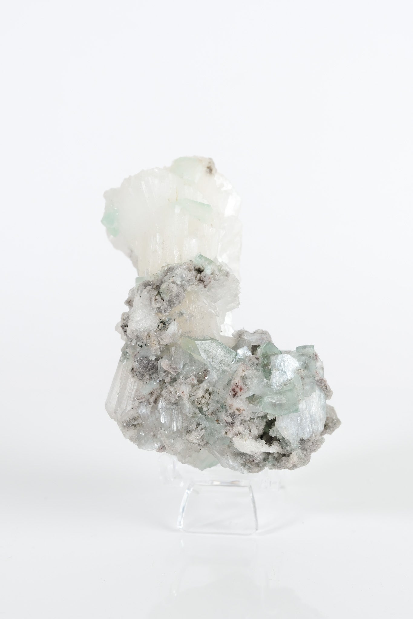 Gemmy Green Apophyllite DTs & Cubes on Grey Chalcedony Cluster *rare bowtie formation*