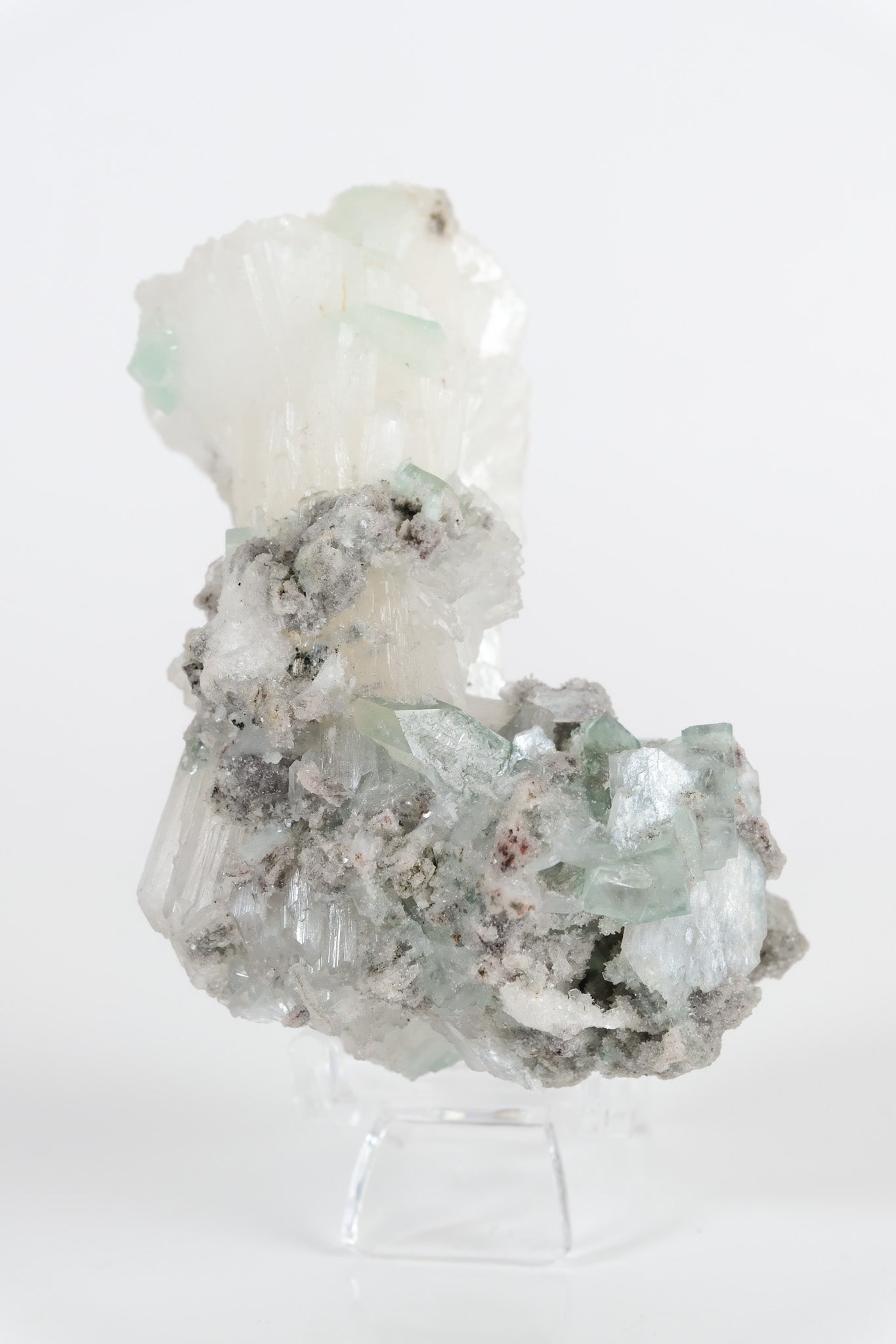 Gemmy Green Apophyllite DTs & Cubes on Grey Chalcedony Cluster *rare bowtie formation*