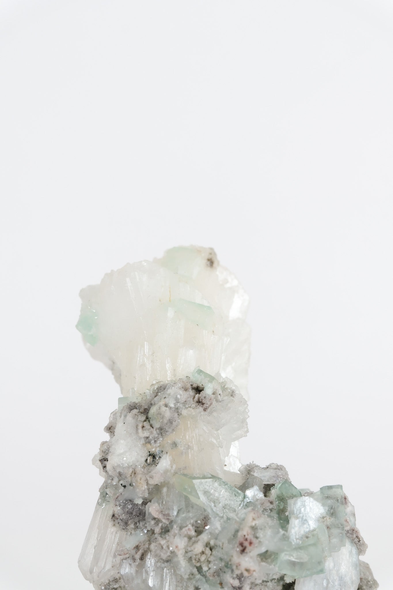 Gemmy Green Apophyllite DTs & Cubes on Grey Chalcedony Cluster *rare bowtie formation*