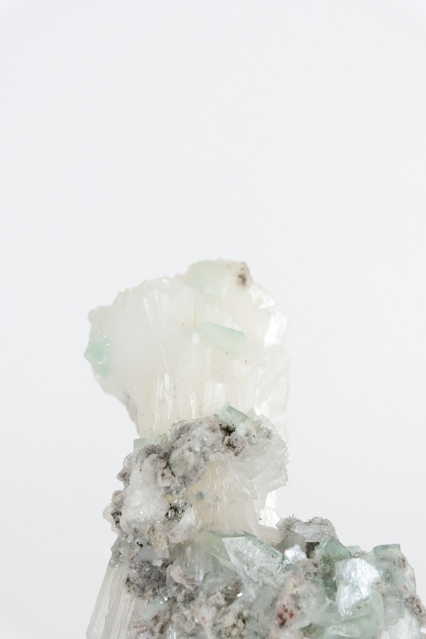 Gemmy Green Apophyllite DTs & Cubes on Grey Chalcedony Cluster *rare bowtie formation*