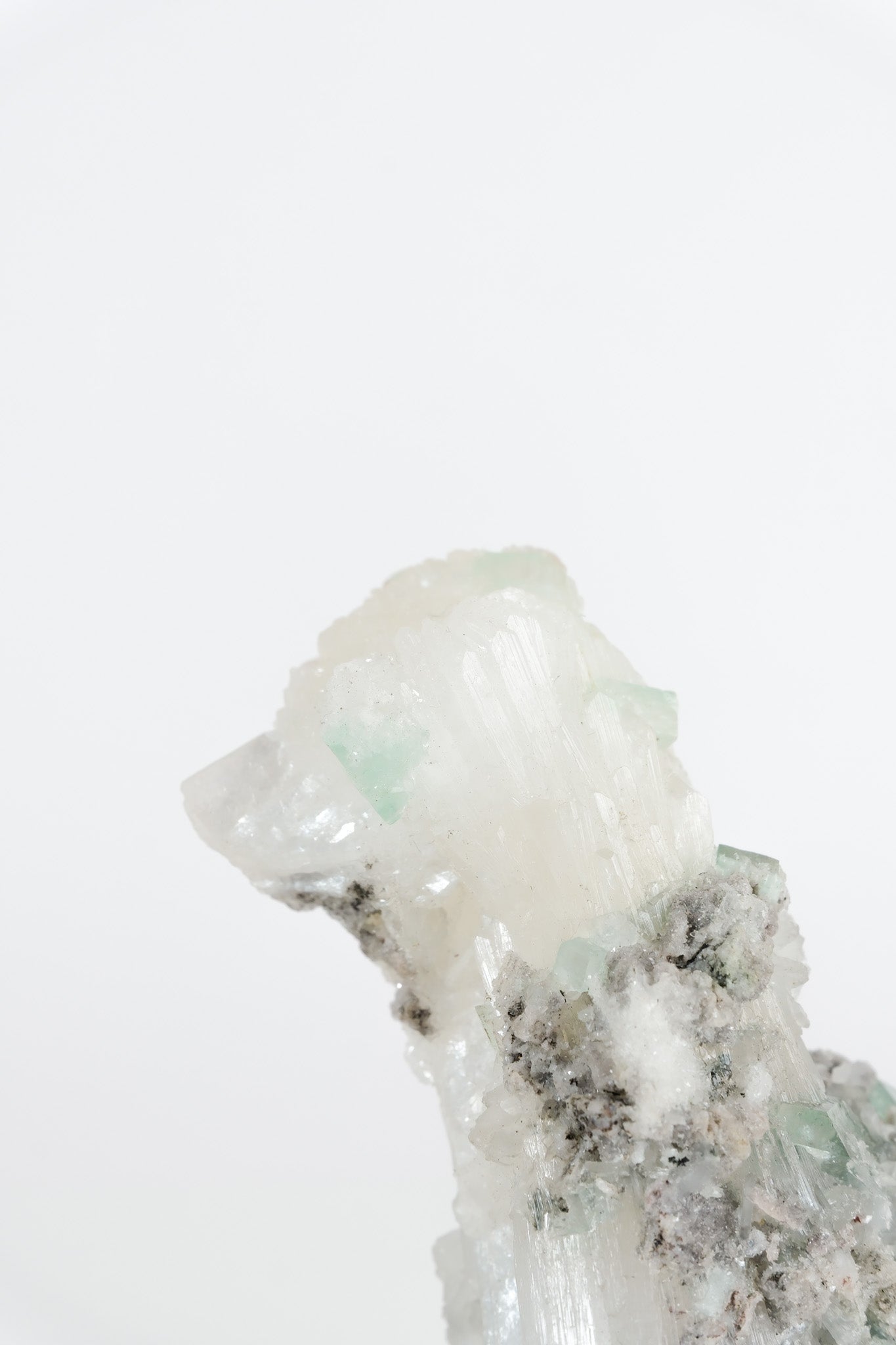 Gemmy Green Apophyllite DTs & Cubes on Grey Chalcedony Cluster *rare bowtie formation*