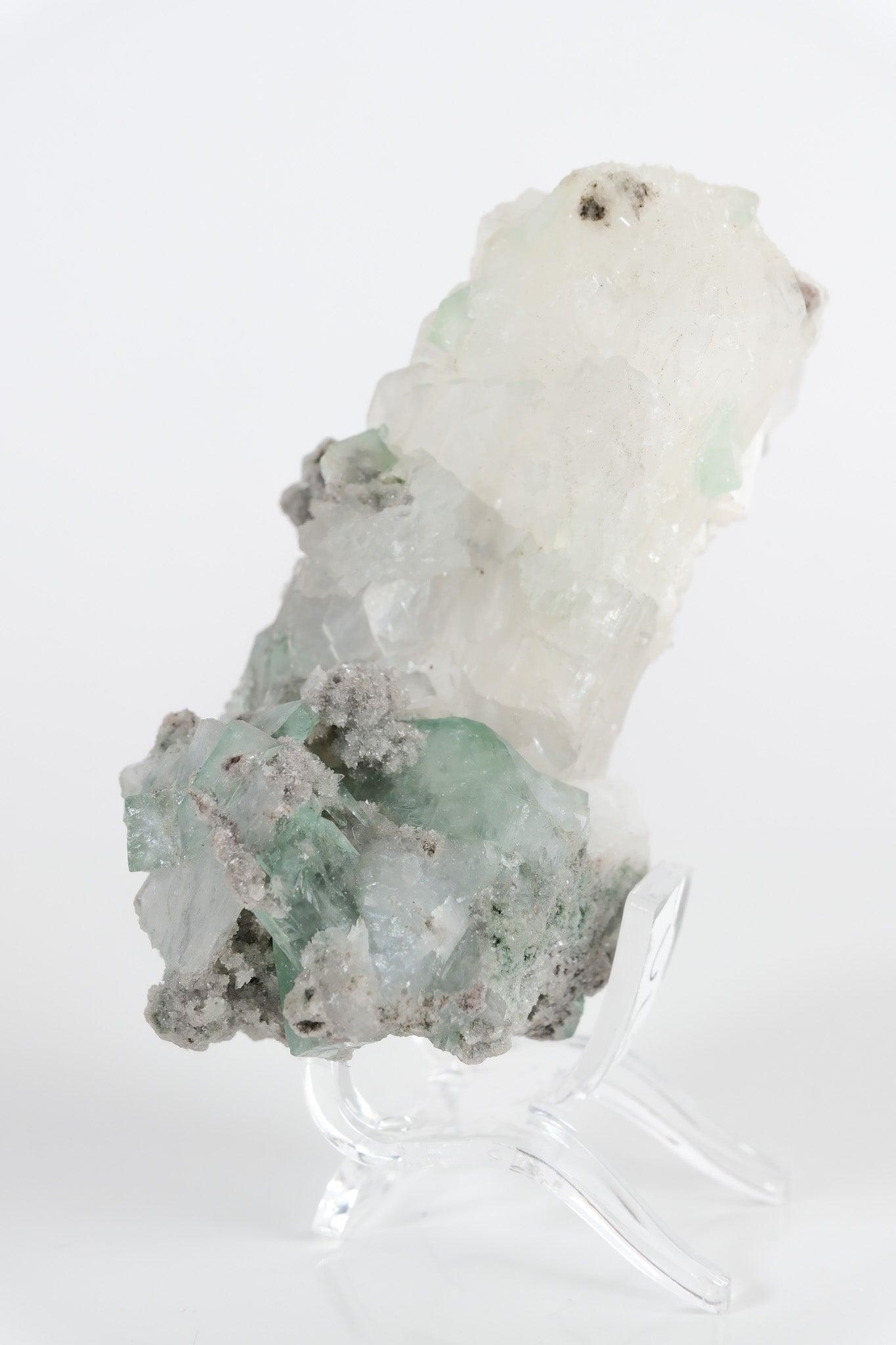 Gemmy Green Apophyllite DTs & Cubes on Grey Chalcedony Cluster *rare bowtie formation*