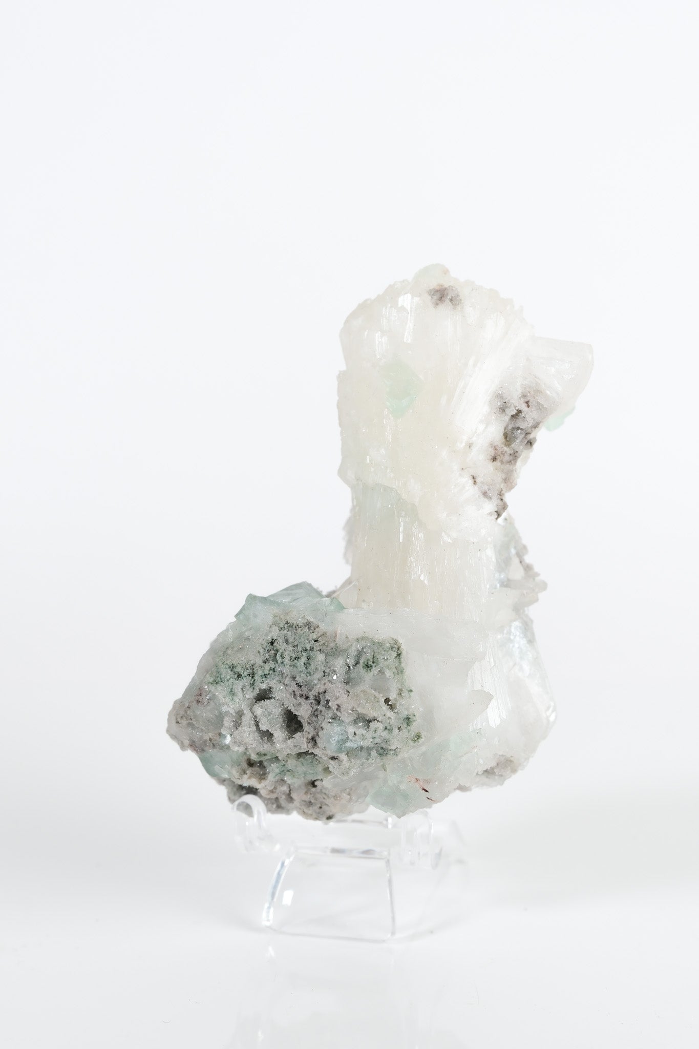 Gemmy Green Apophyllite DTs & Cubes on Grey Chalcedony Cluster *rare bowtie formation*