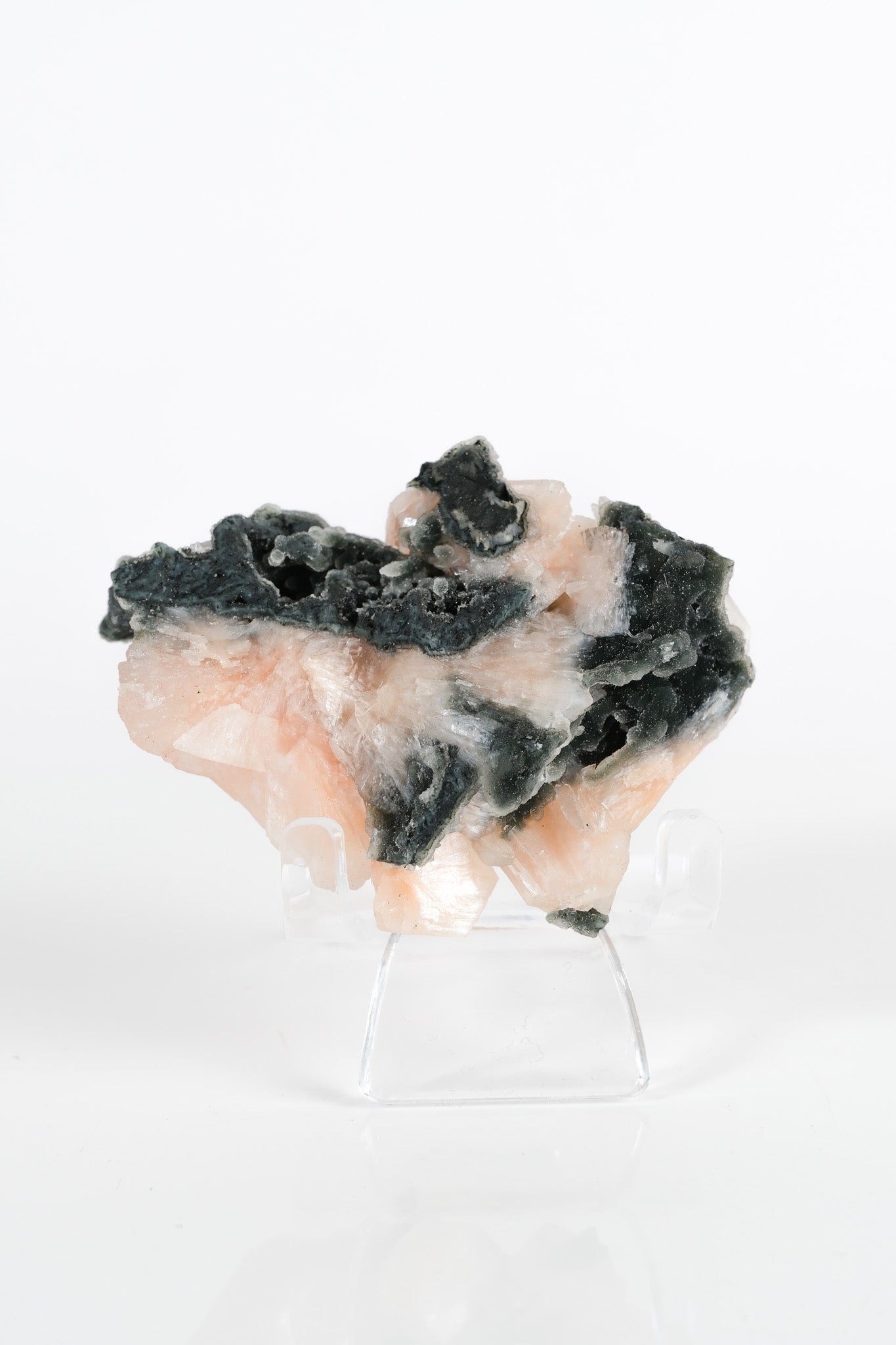 Botryoidal Black Chalcedony With Peach Stilbite Cluster