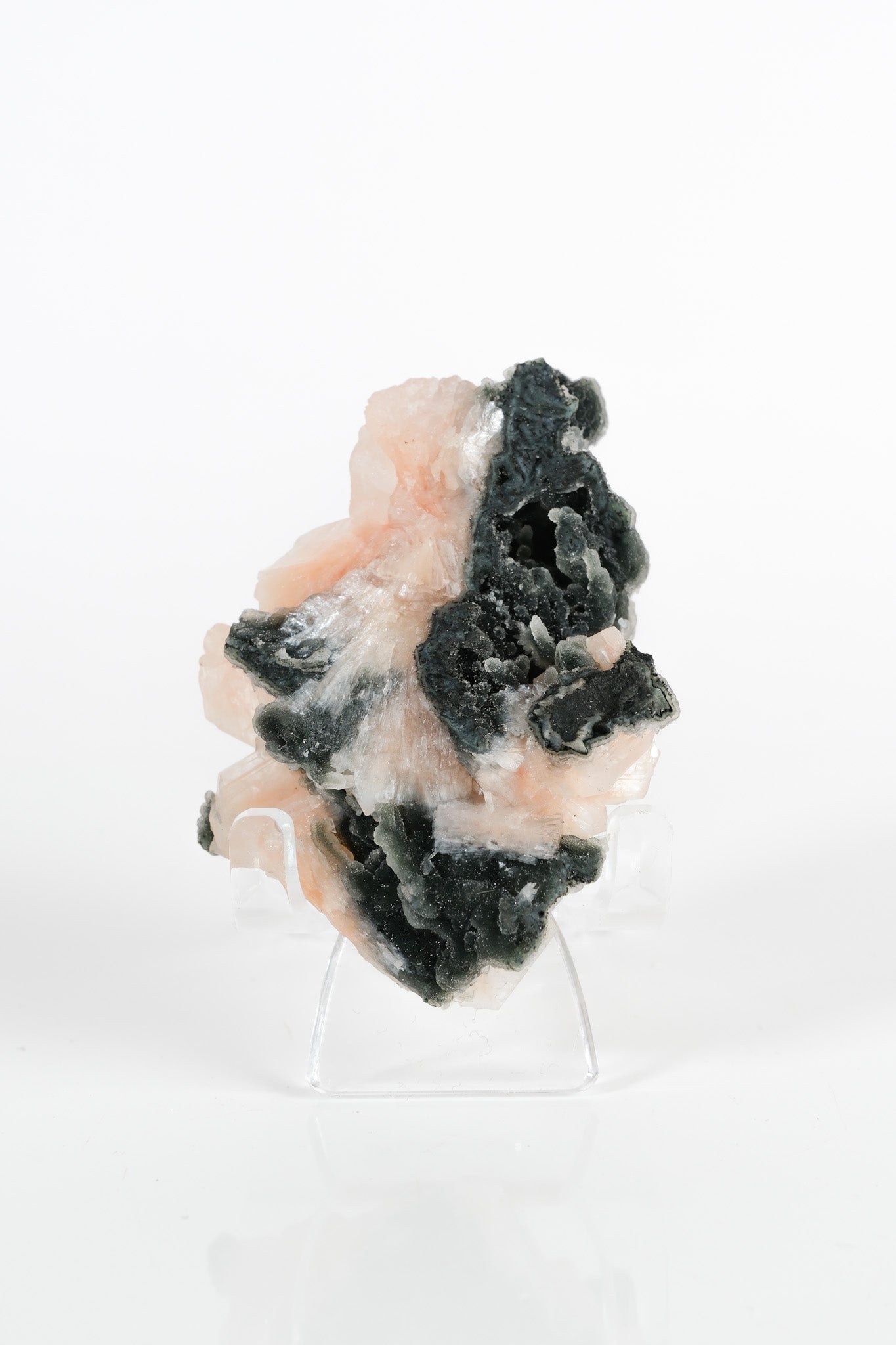 Botryoidal Black Chalcedony With Peach Stilbite Cluster