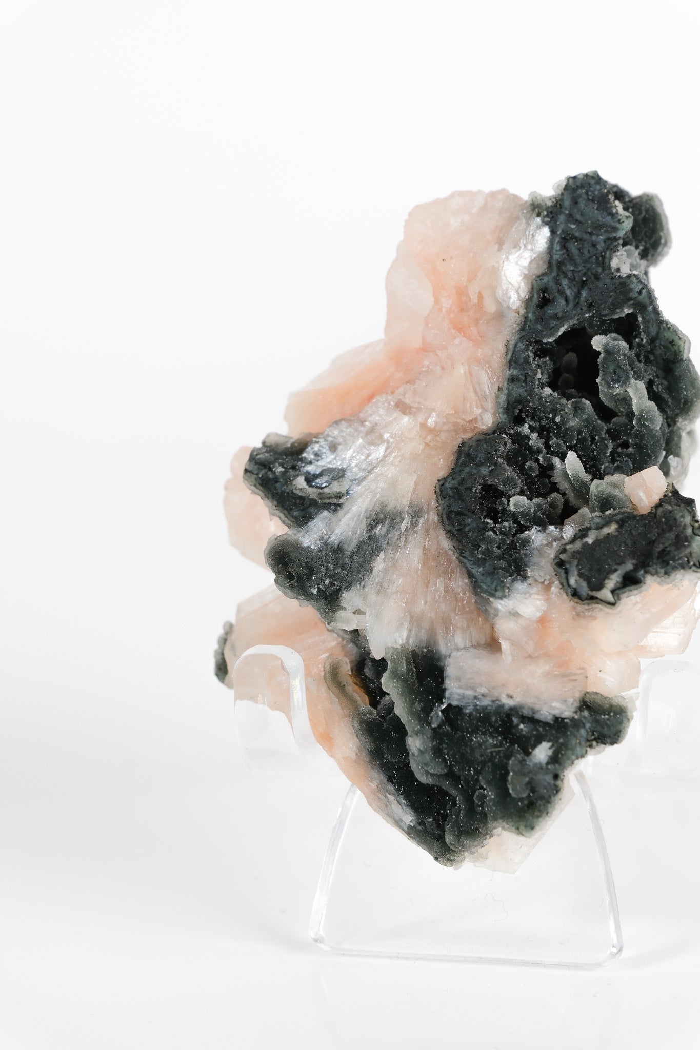 Botryoidal Black Chalcedony With Peach Stilbite Cluster