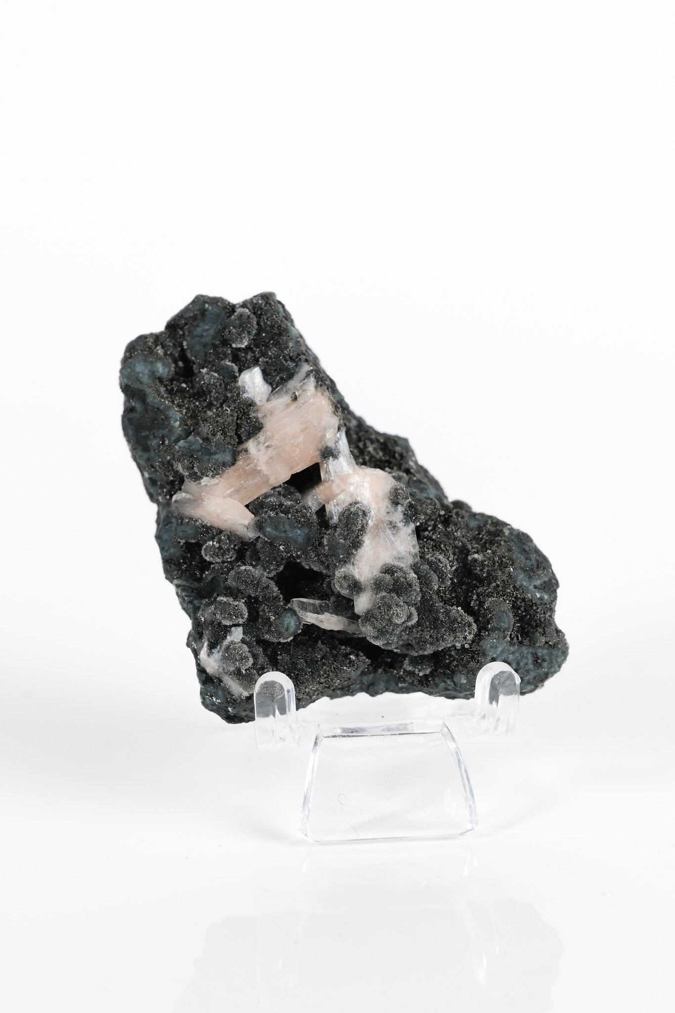 Botryoidal Black Chalcedony With Peach Stilbite Cluster