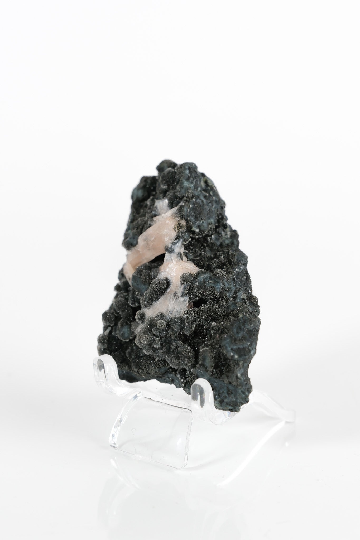 Botryoidal Black Chalcedony With Peach Stilbite Cluster