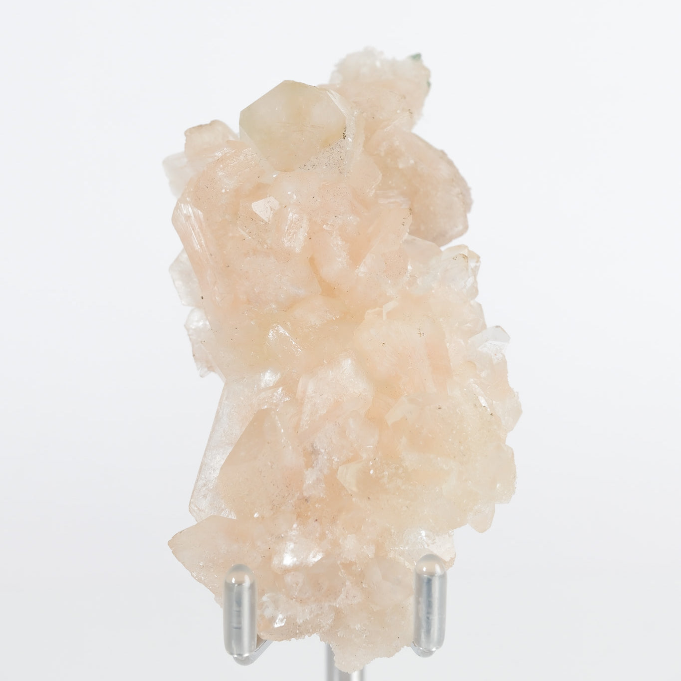 Green Apophyllite with Pink Stilbite & Sugar Druzy Cluster