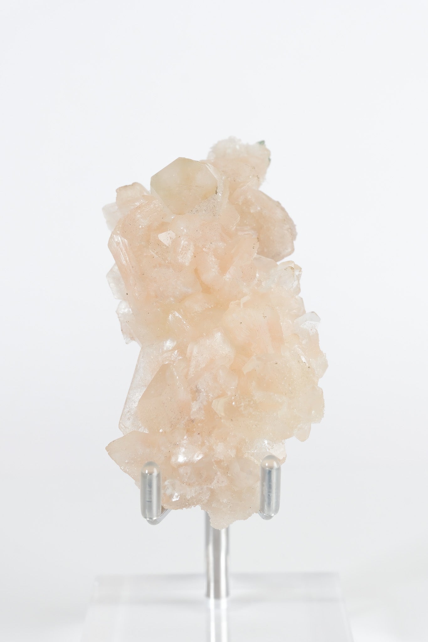 Green Apophyllite with Pink Stilbite & Sugar Druzy Cluster