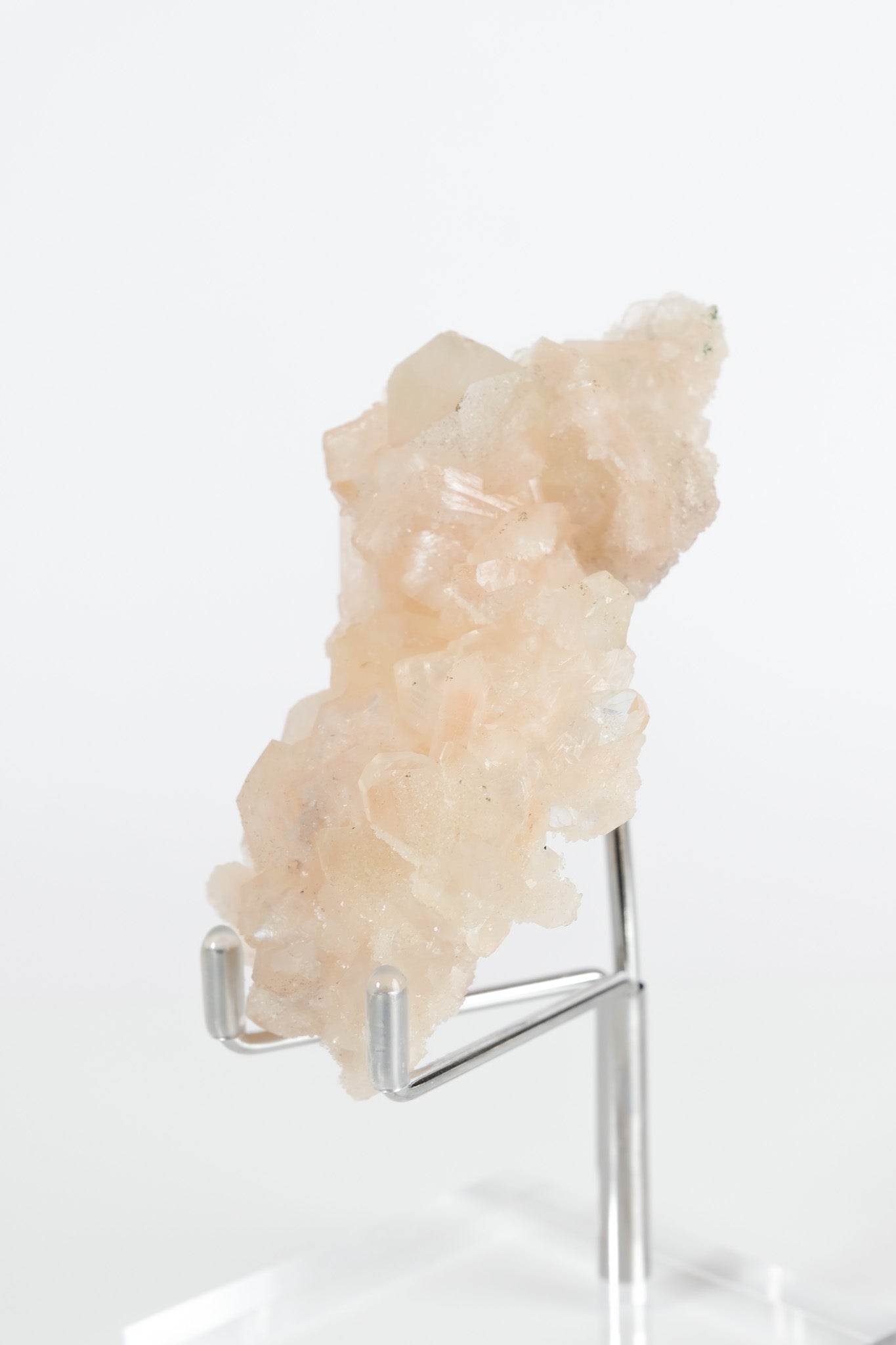 Green Apophyllite with Pink Stilbite & Sugar Druzy Cluster